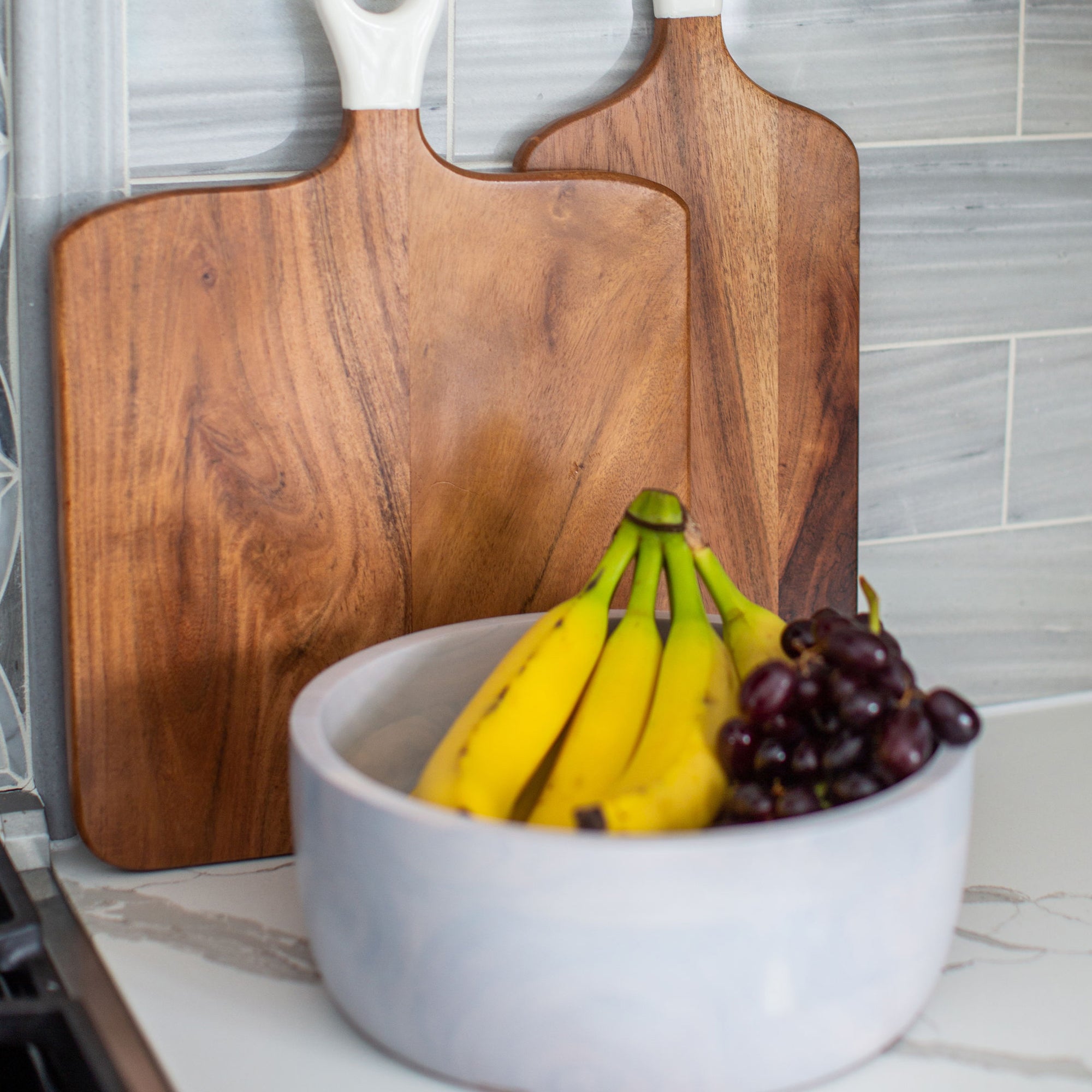 Whitewash Collection Acacia Wood Round Serving Bowl