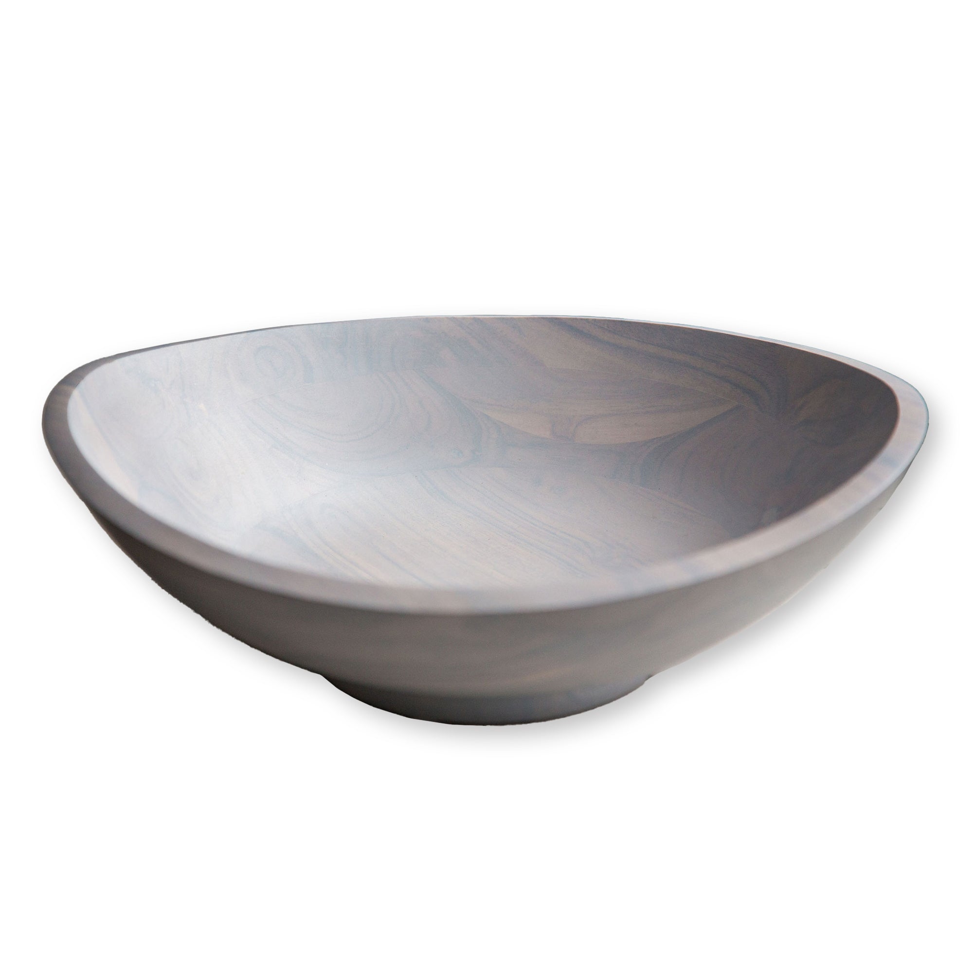 Whitewash Collection Acacia Wood Oval Serving Bowl