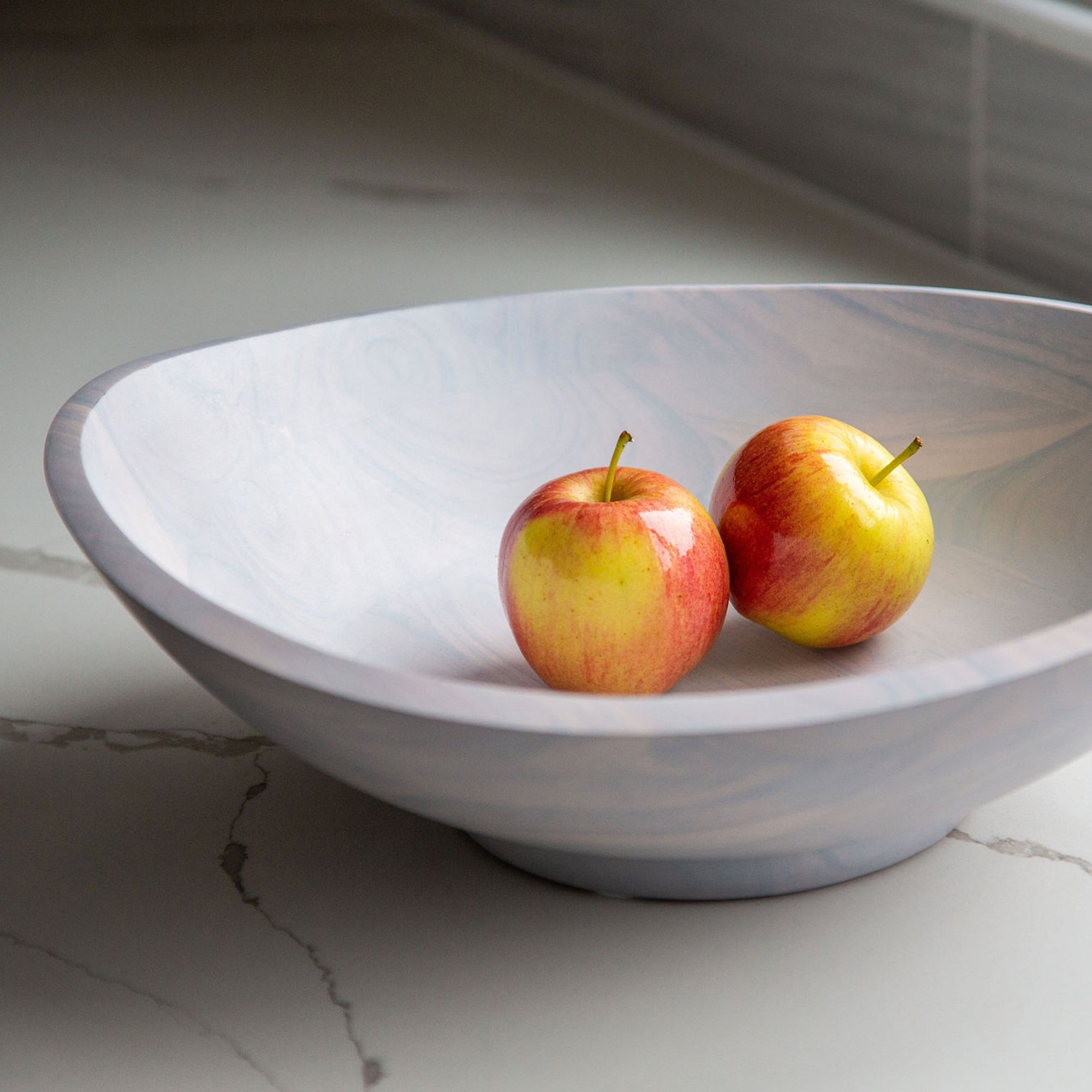 Whitewash Collection Acacia Wood Oval Serving Bowl