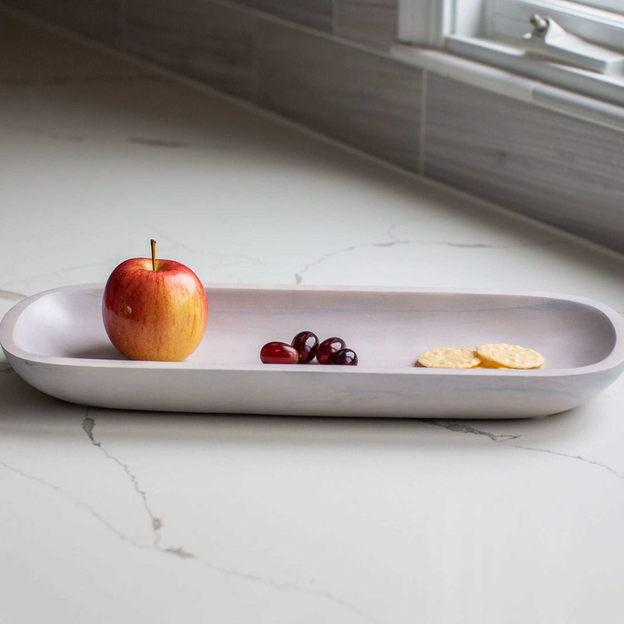 Whitewash Collection Acacia Wood Oval Serving Platter