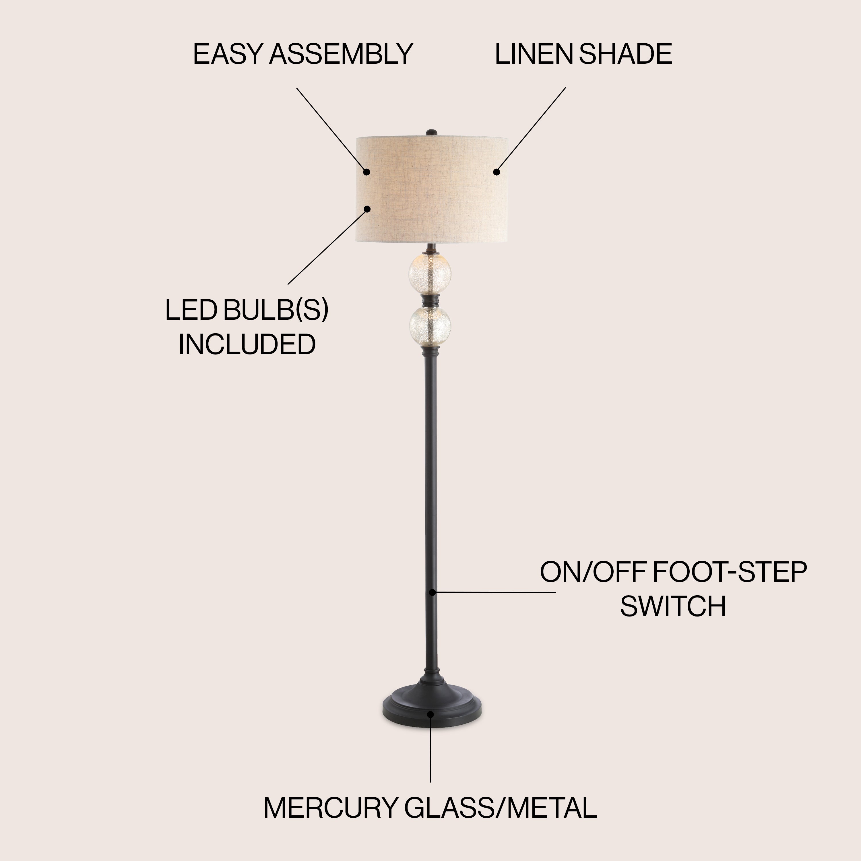 January Glass/Metal LED Floor Lamp