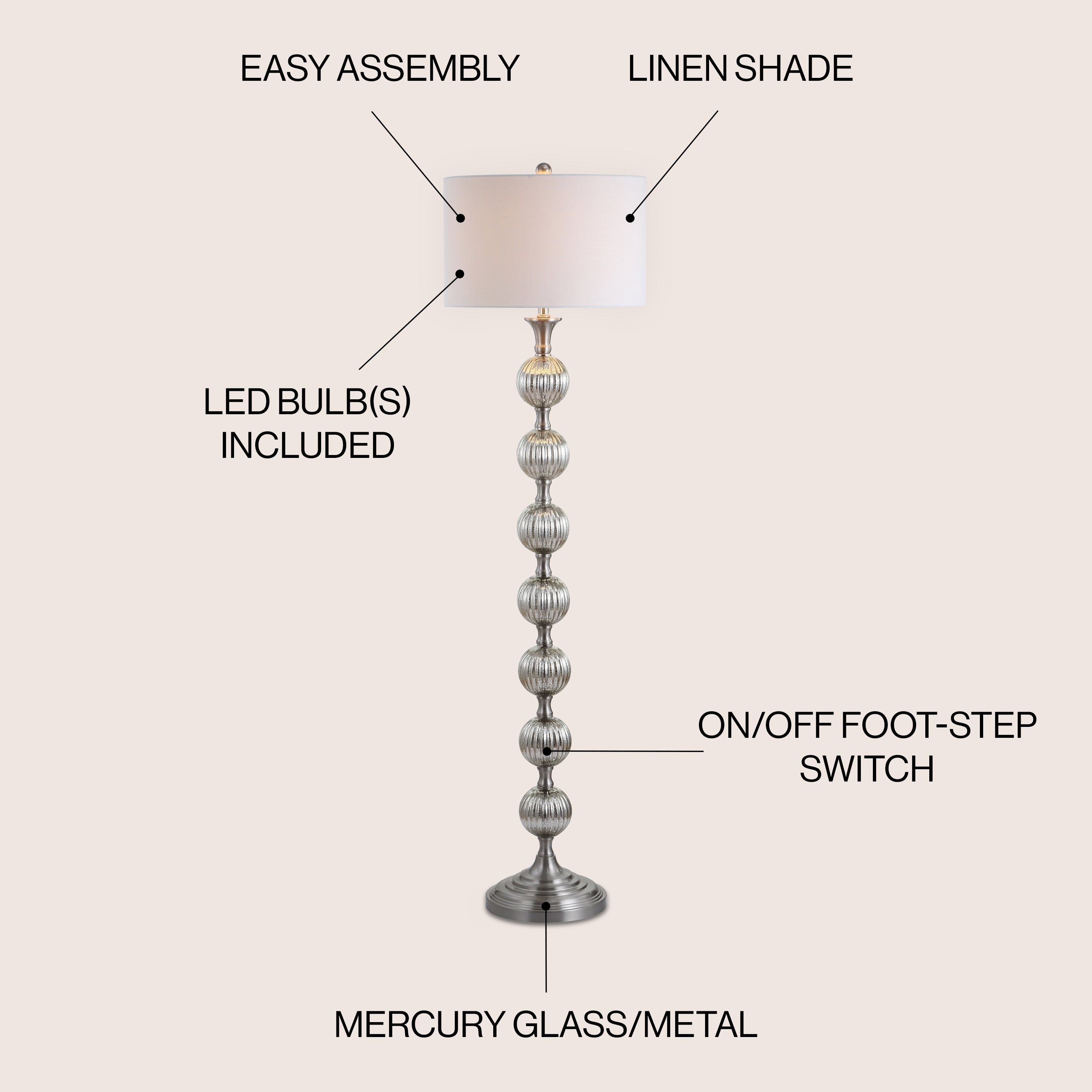 Oslo Glass/Metal LED Floor Lamp