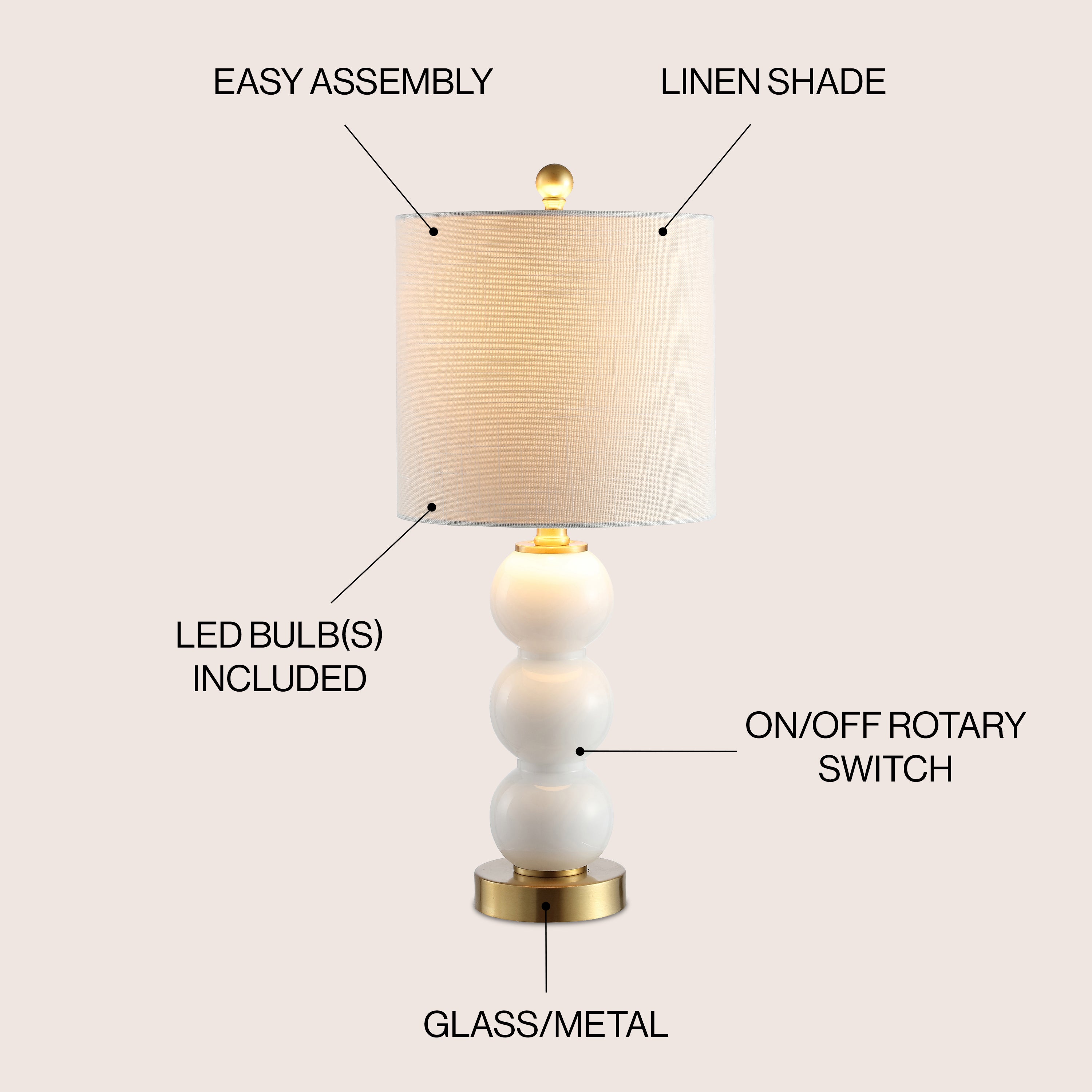 February Glass/Metal LED Table Lamp