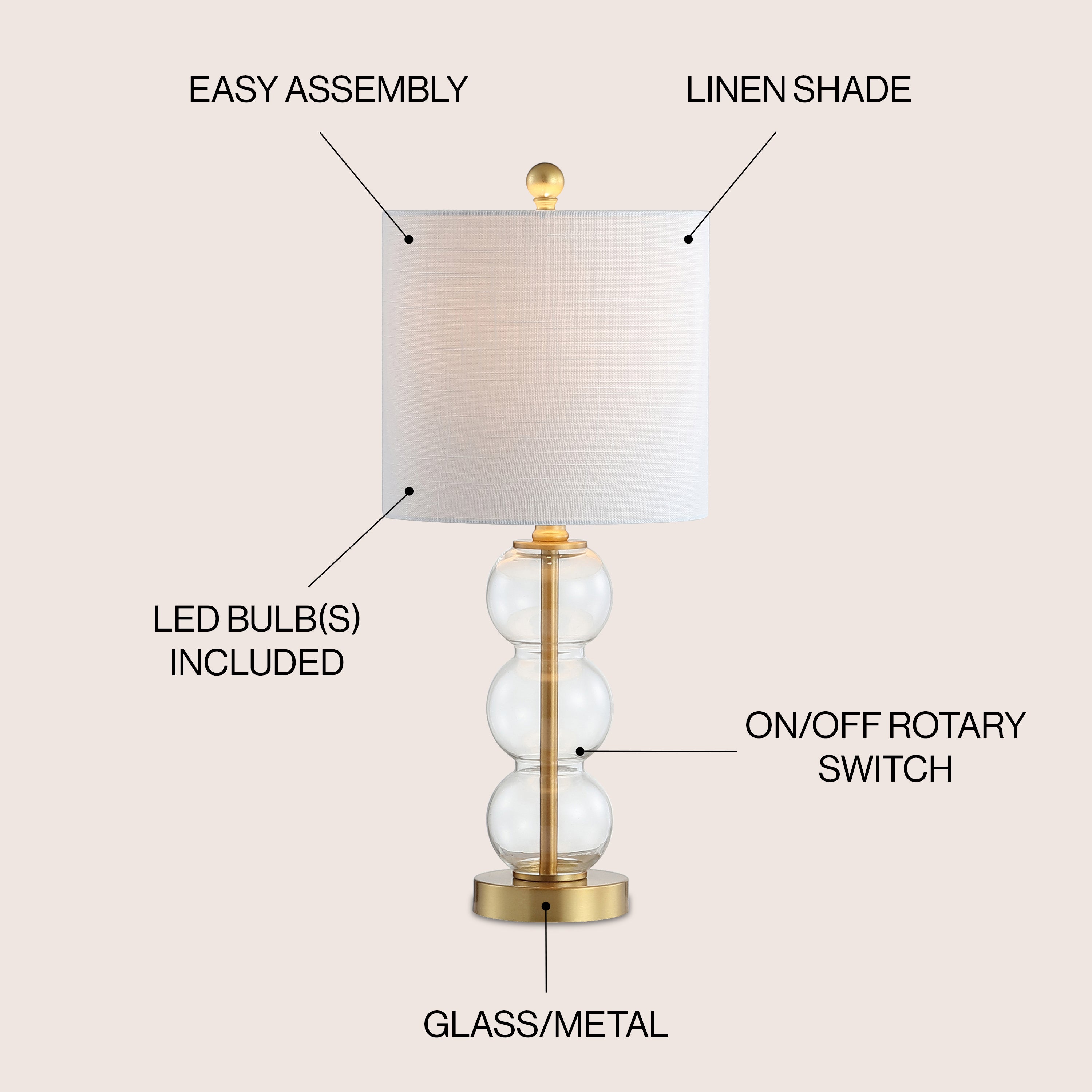 February Glass/Metal LED Table Lamp
