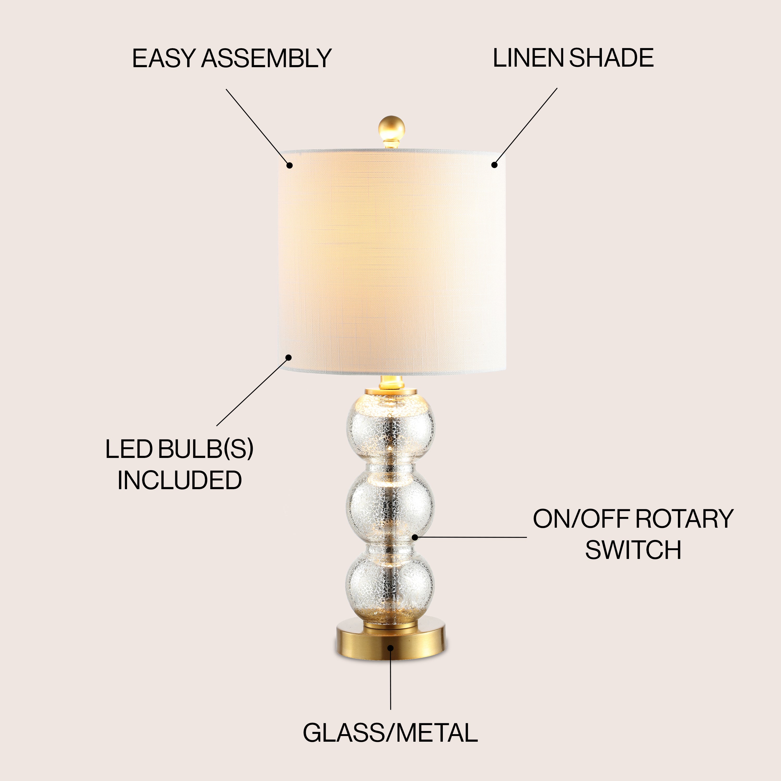February Glass/Metal LED Table Lamp