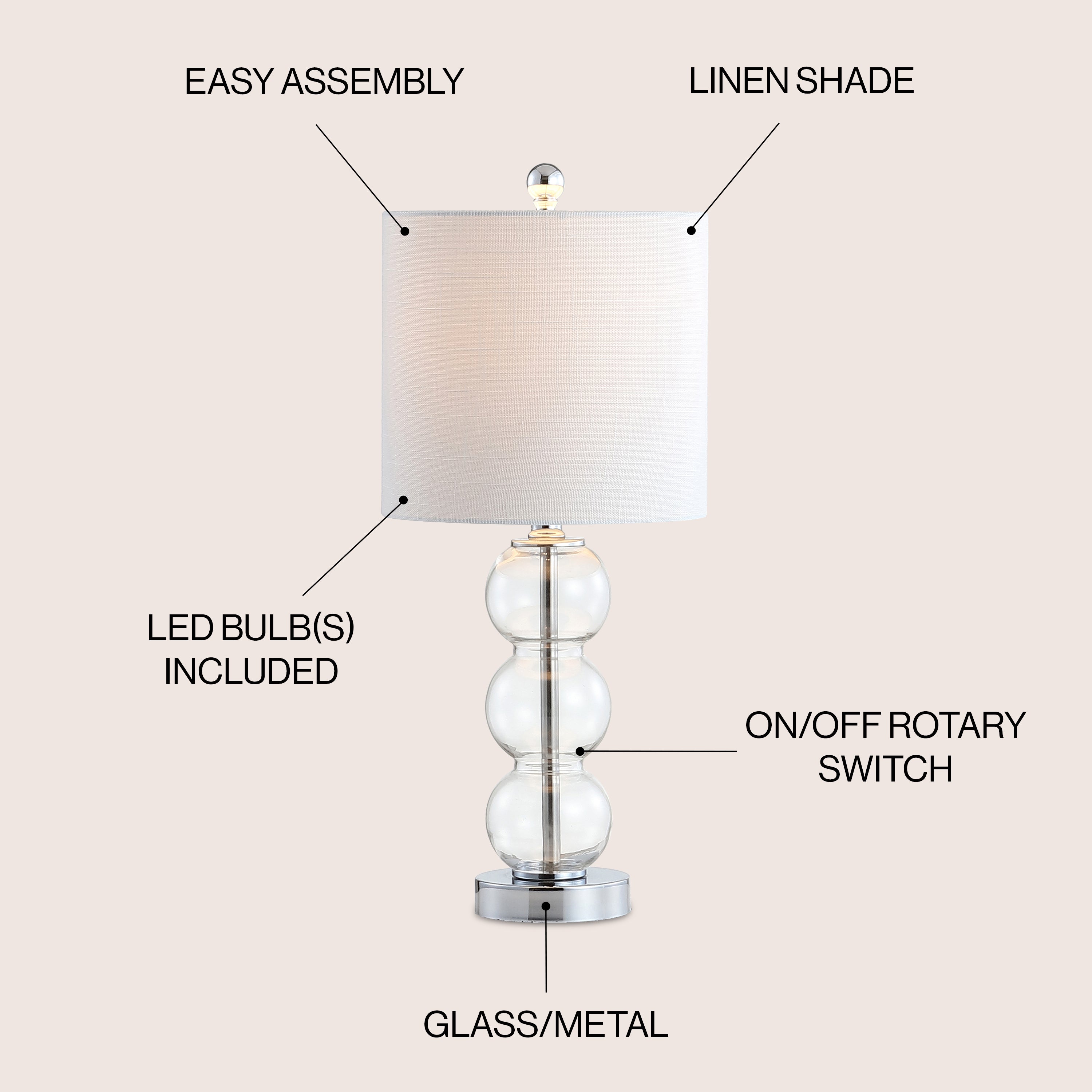 February Glass/Metal LED Table Lamp