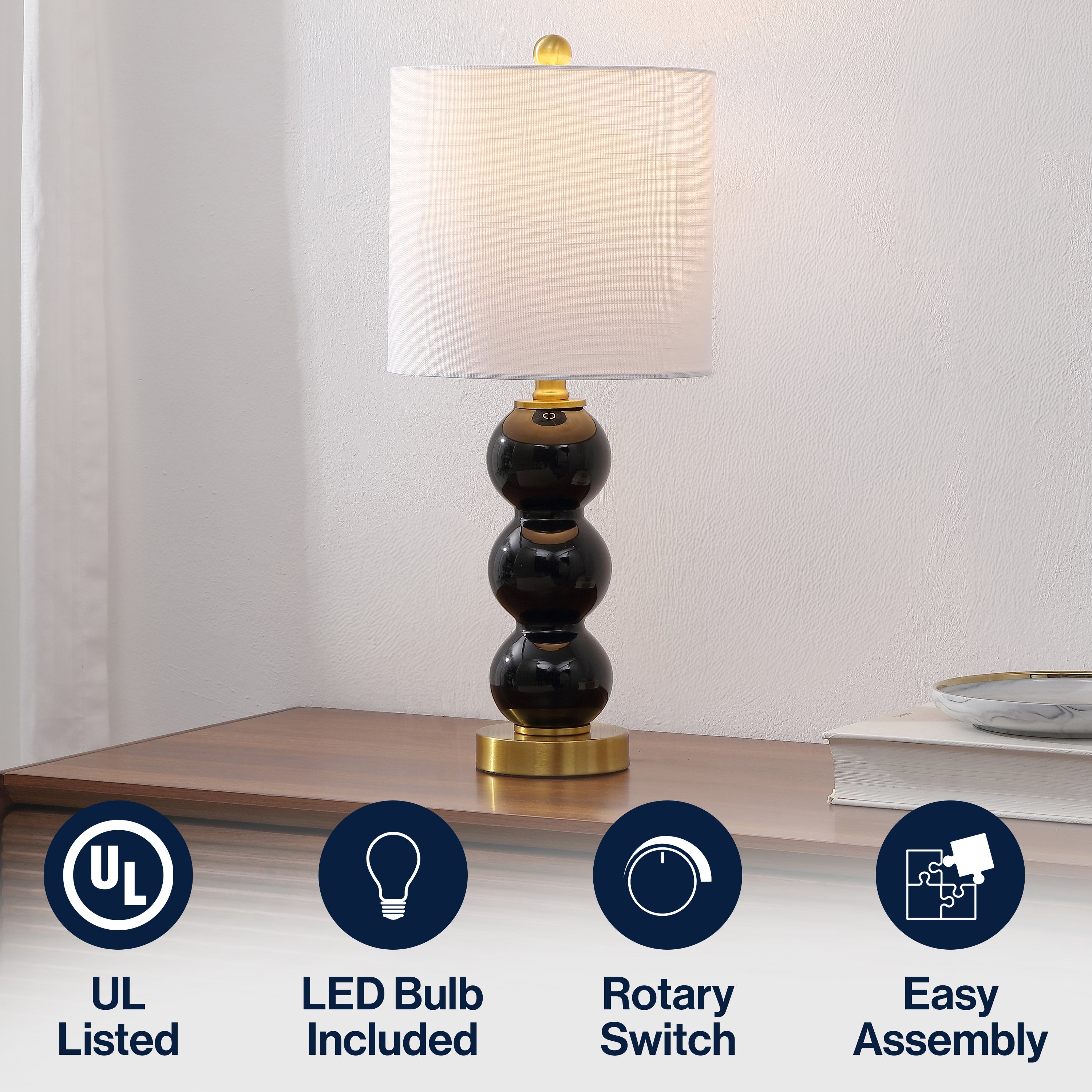 February 21" Glass/Metal LED Table Lamp