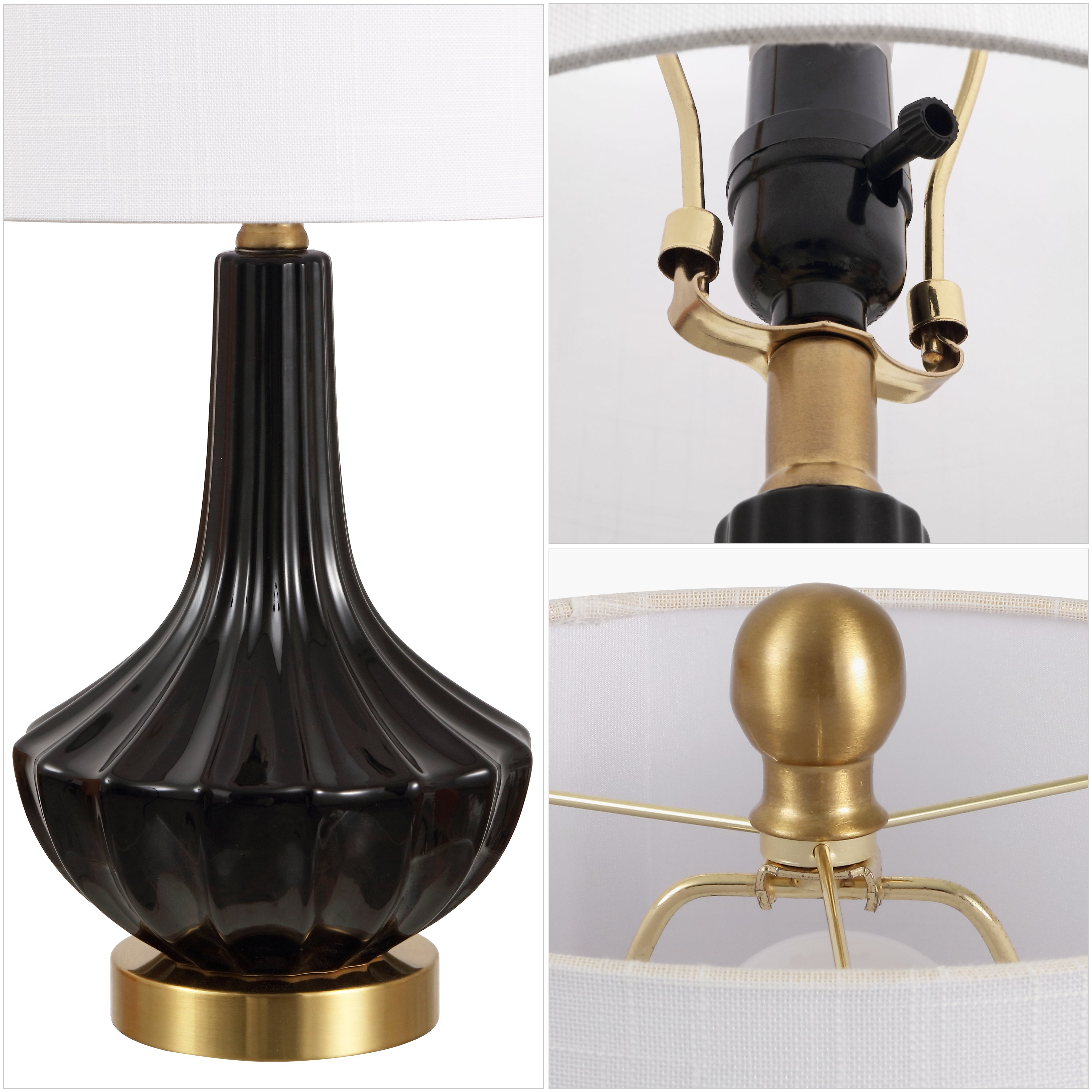 Parker Contemporary Traditional Ceramic/Metal Gourd LED Table Lamp