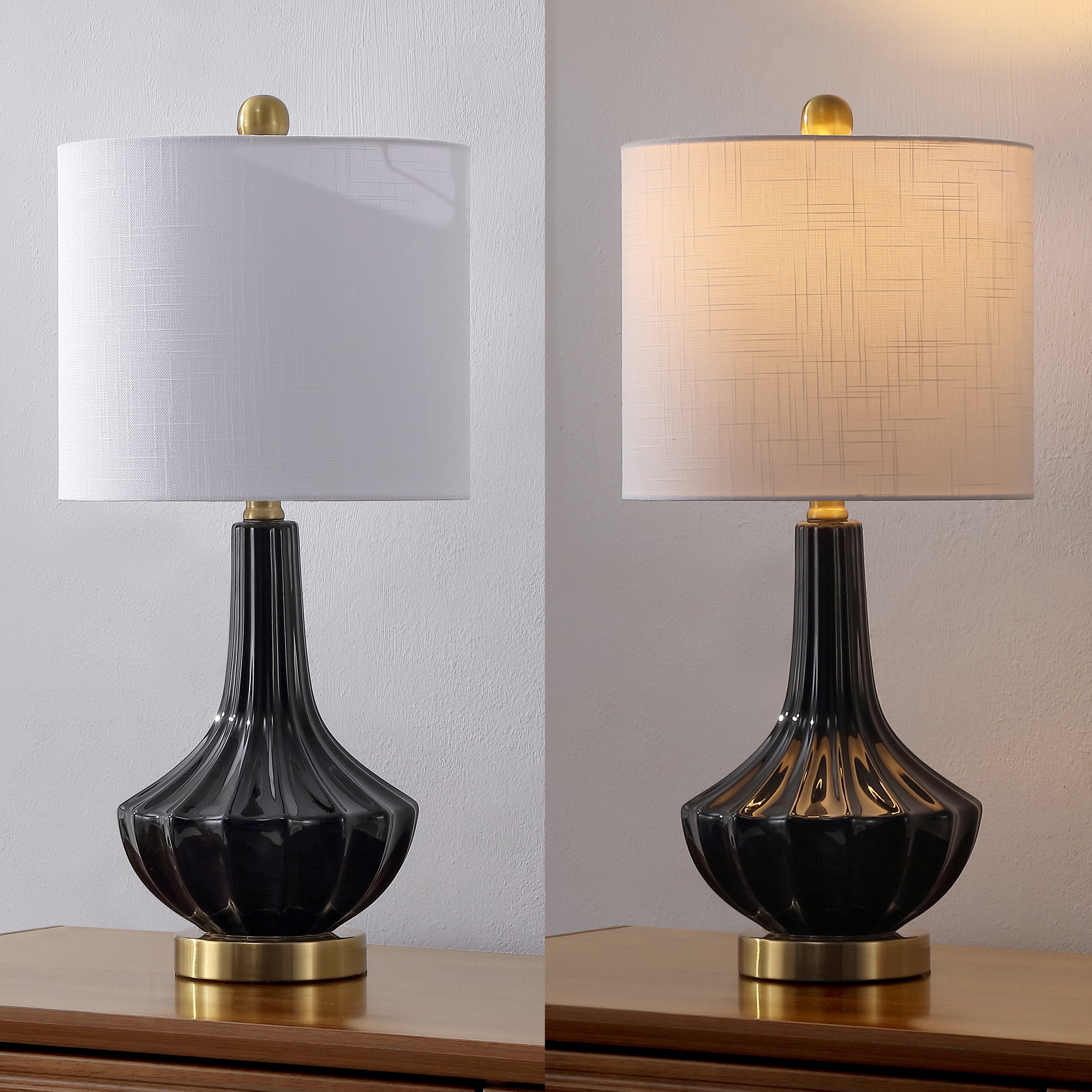 Parker Contemporary Traditional Ceramic/Metal Gourd LED Table Lamp