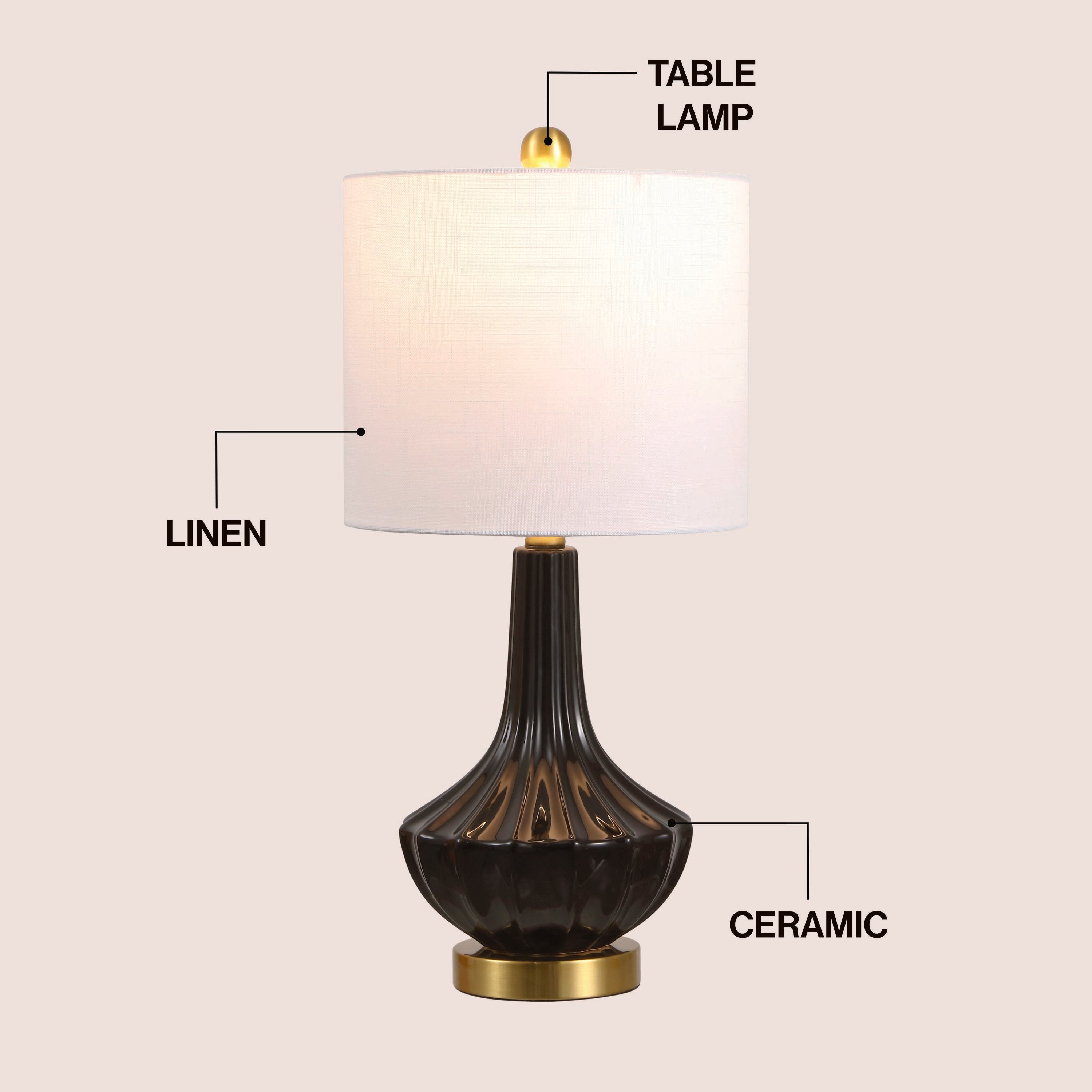 Parker Contemporary Traditional Ceramic/Metal Gourd LED Table Lamp