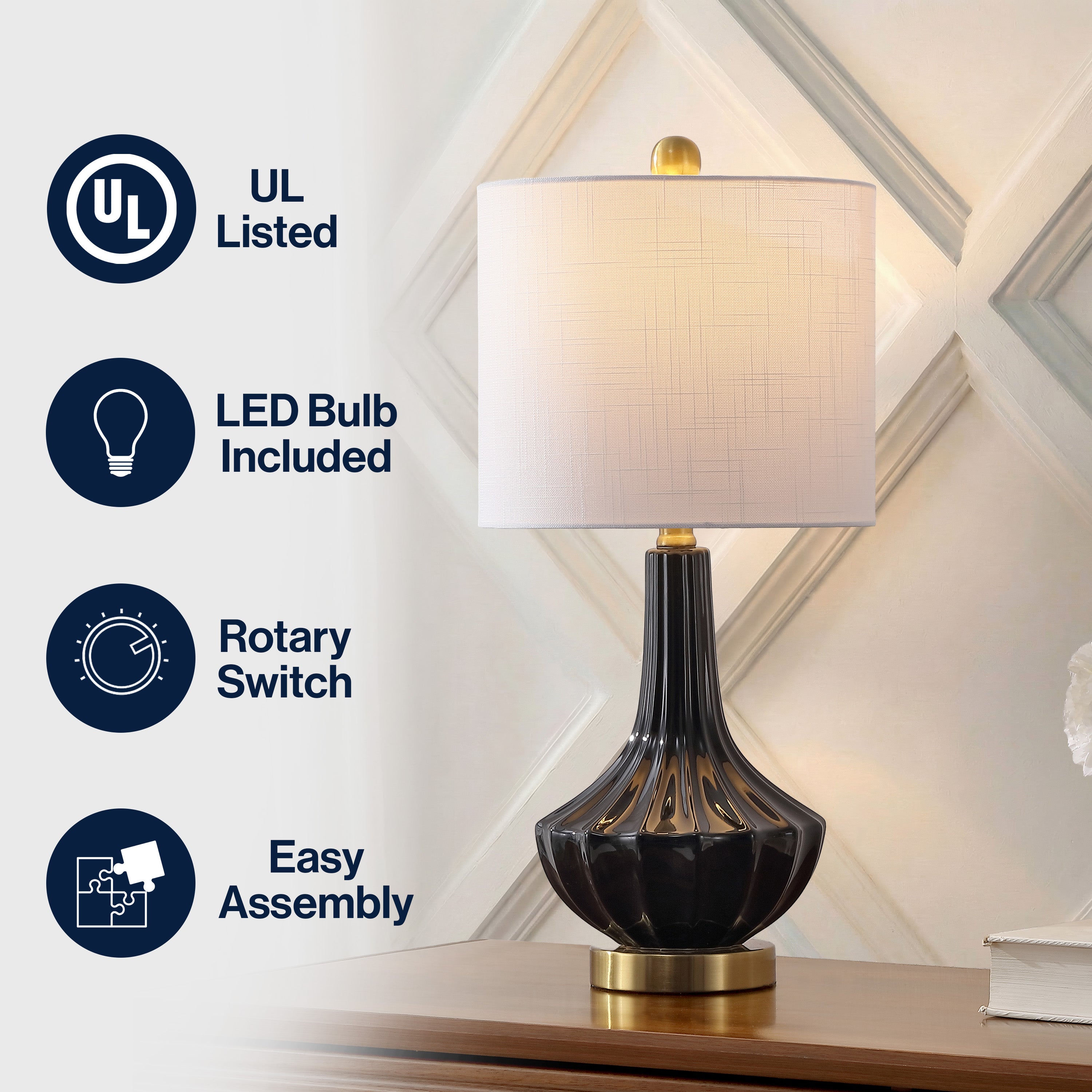 Parker Contemporary Traditional Ceramic/Metal Gourd LED Table Lamp