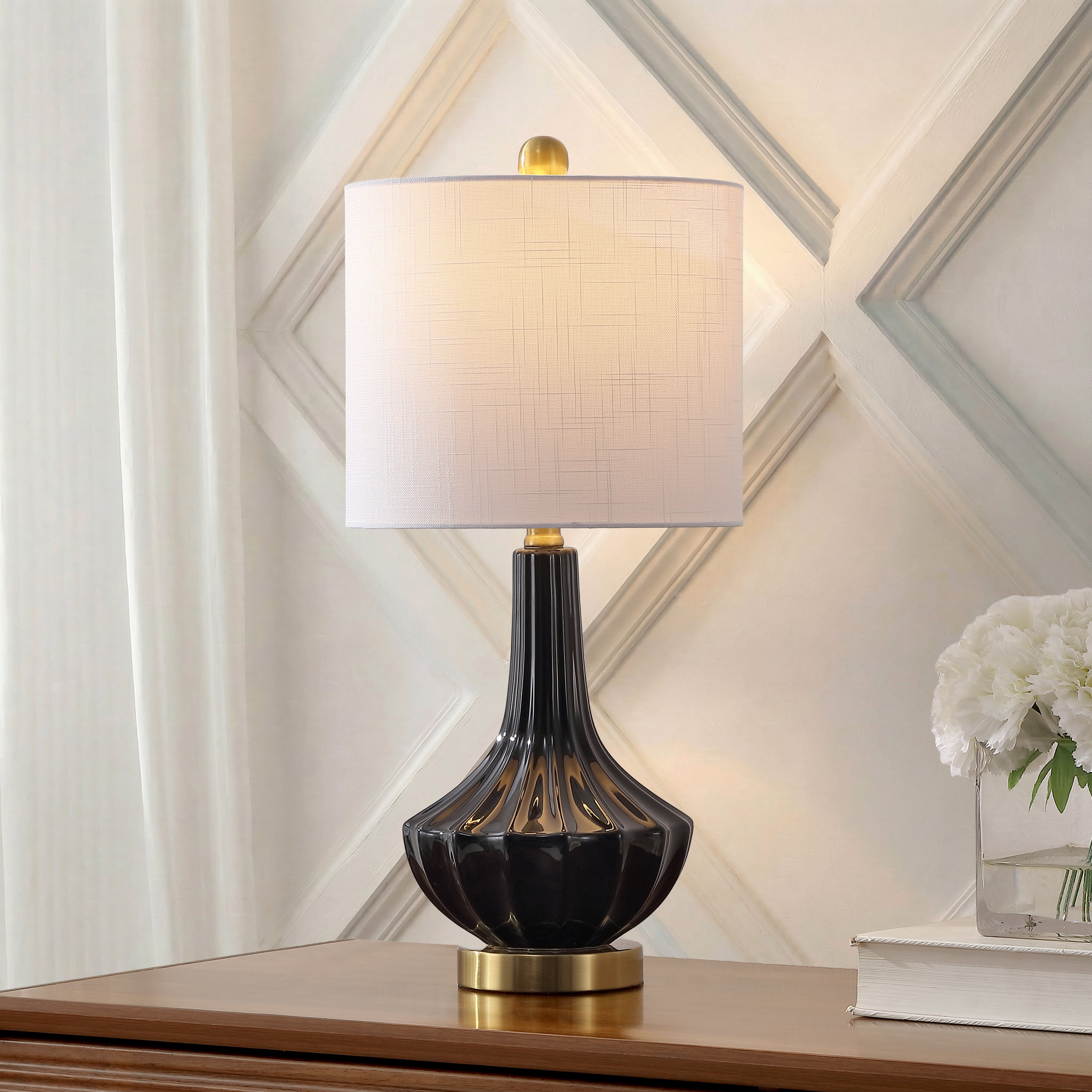 Parker Contemporary Traditional Ceramic/Metal Gourd LED Table Lamp