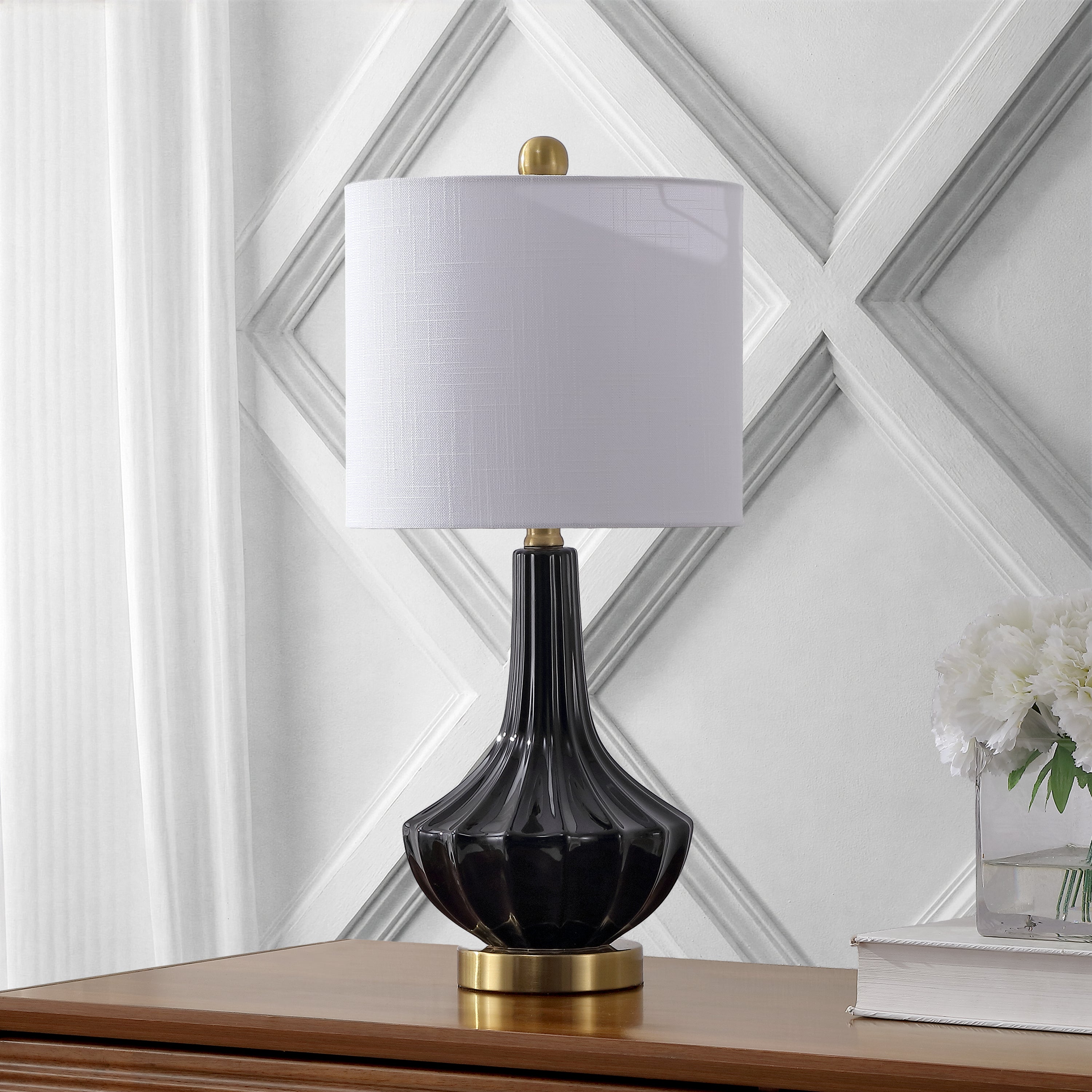Parker Contemporary Traditional Ceramic/Metal Gourd LED Table Lamp
