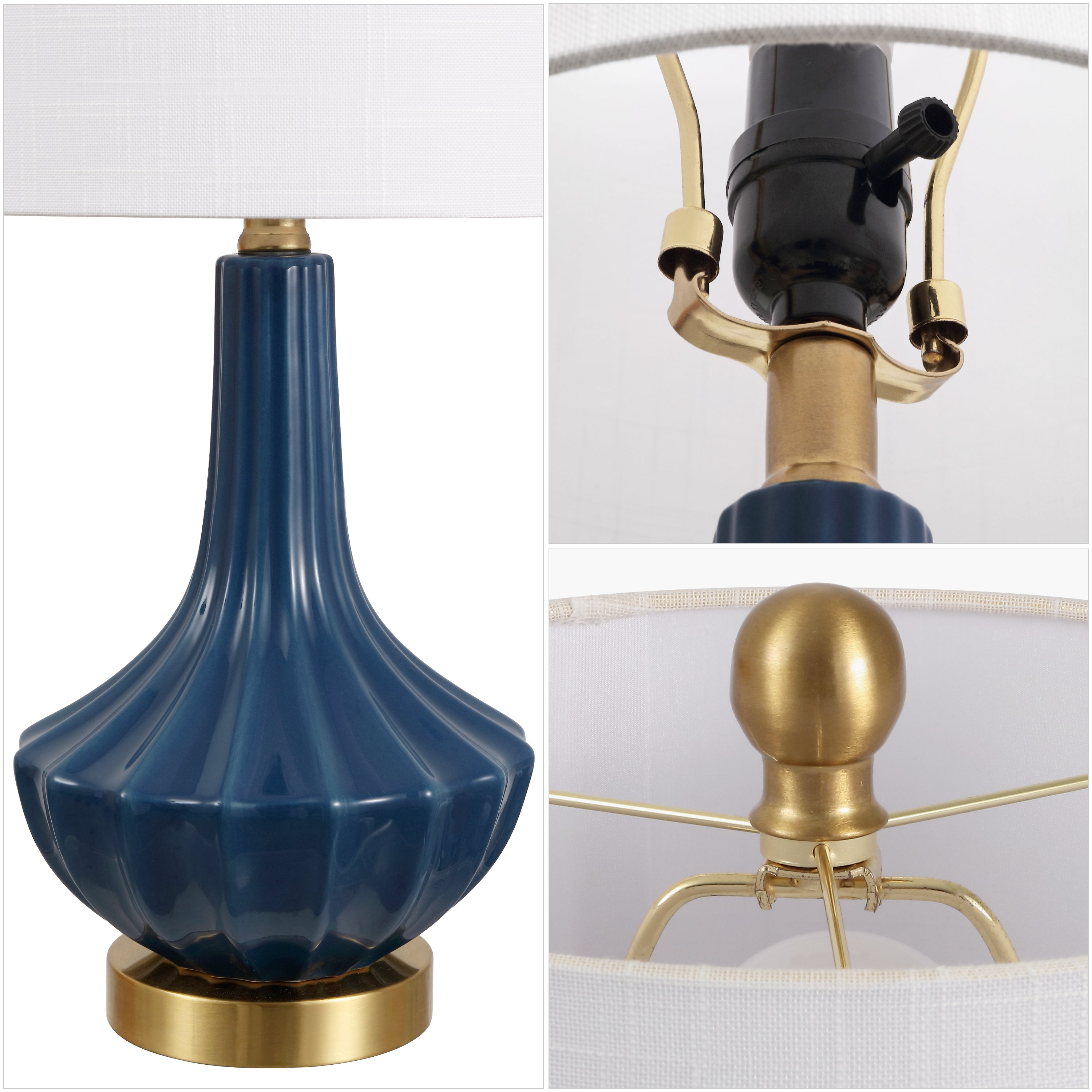 Parker Contemporary Traditional Ceramic/Metal Gourd LED Table Lamp