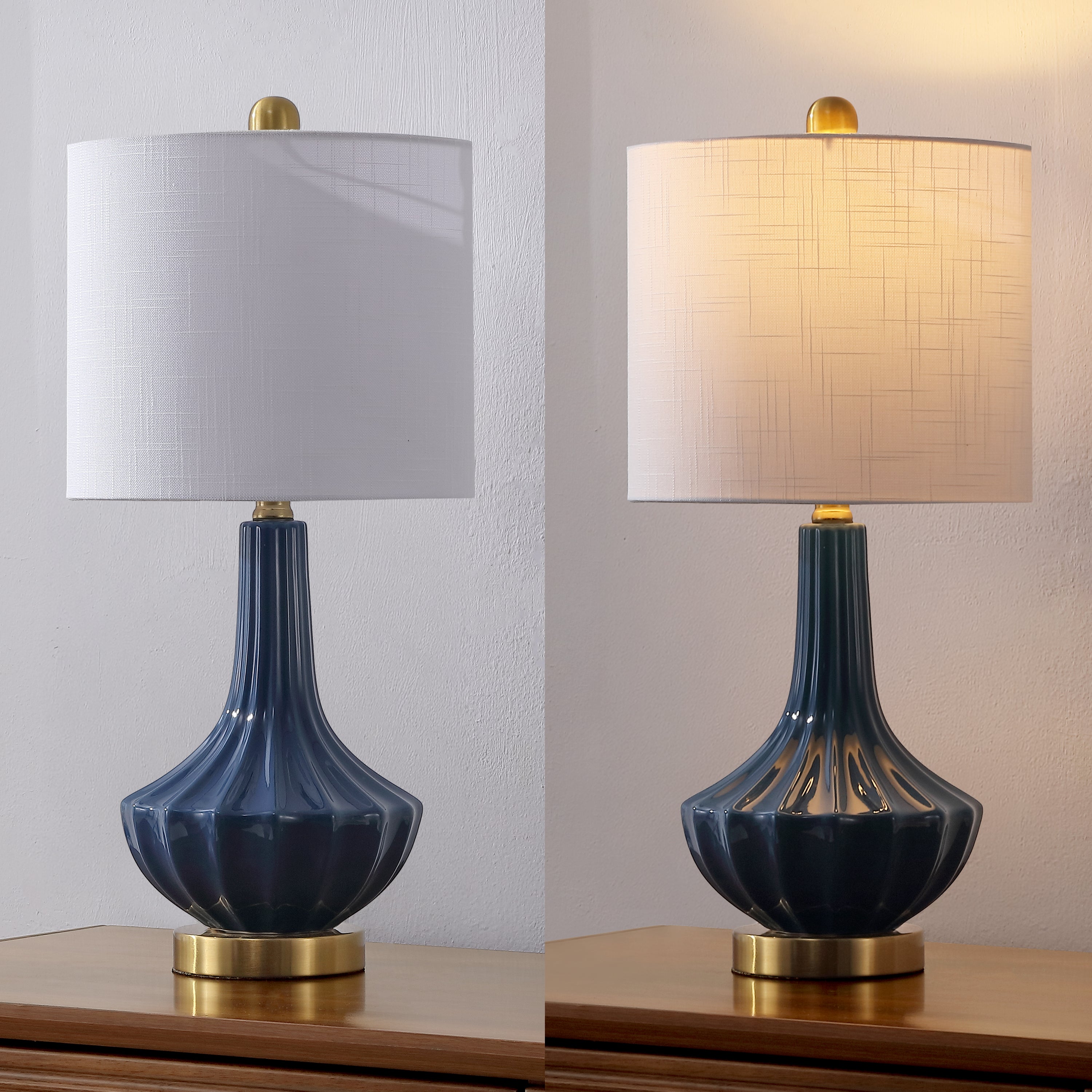 Parker Contemporary Traditional Ceramic/Metal Gourd LED Table Lamp