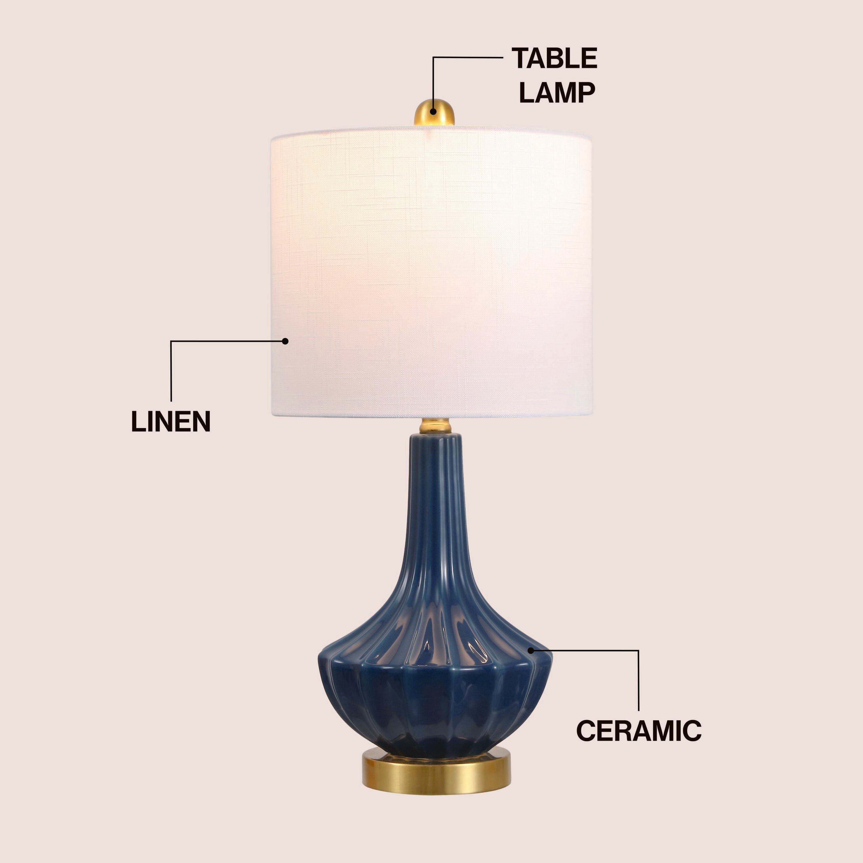 Parker Contemporary Traditional Ceramic/Metal Gourd LED Table Lamp