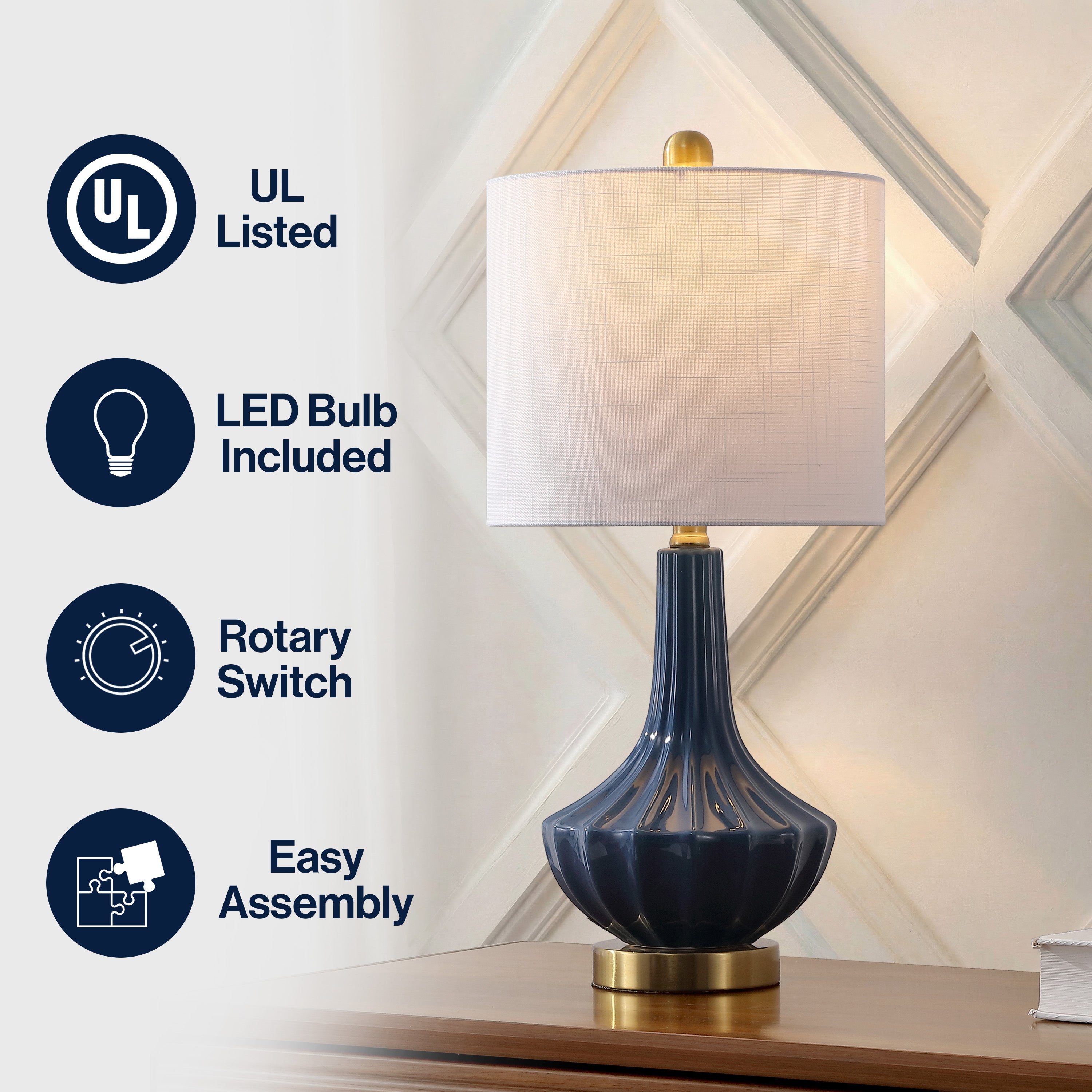 Parker Contemporary Traditional Ceramic/Metal Gourd LED Table Lamp