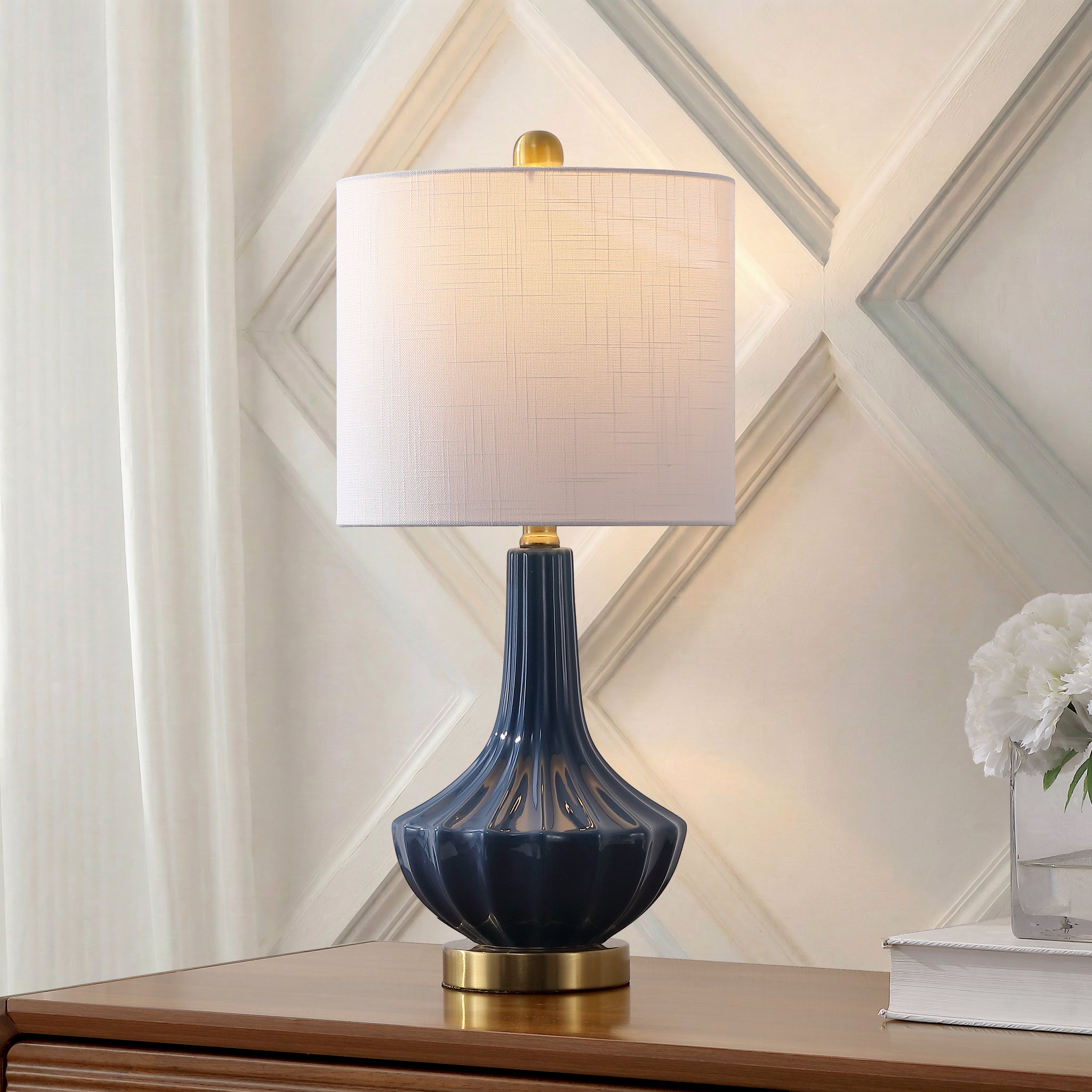 Parker Contemporary Traditional Ceramic/Metal Gourd LED Table Lamp