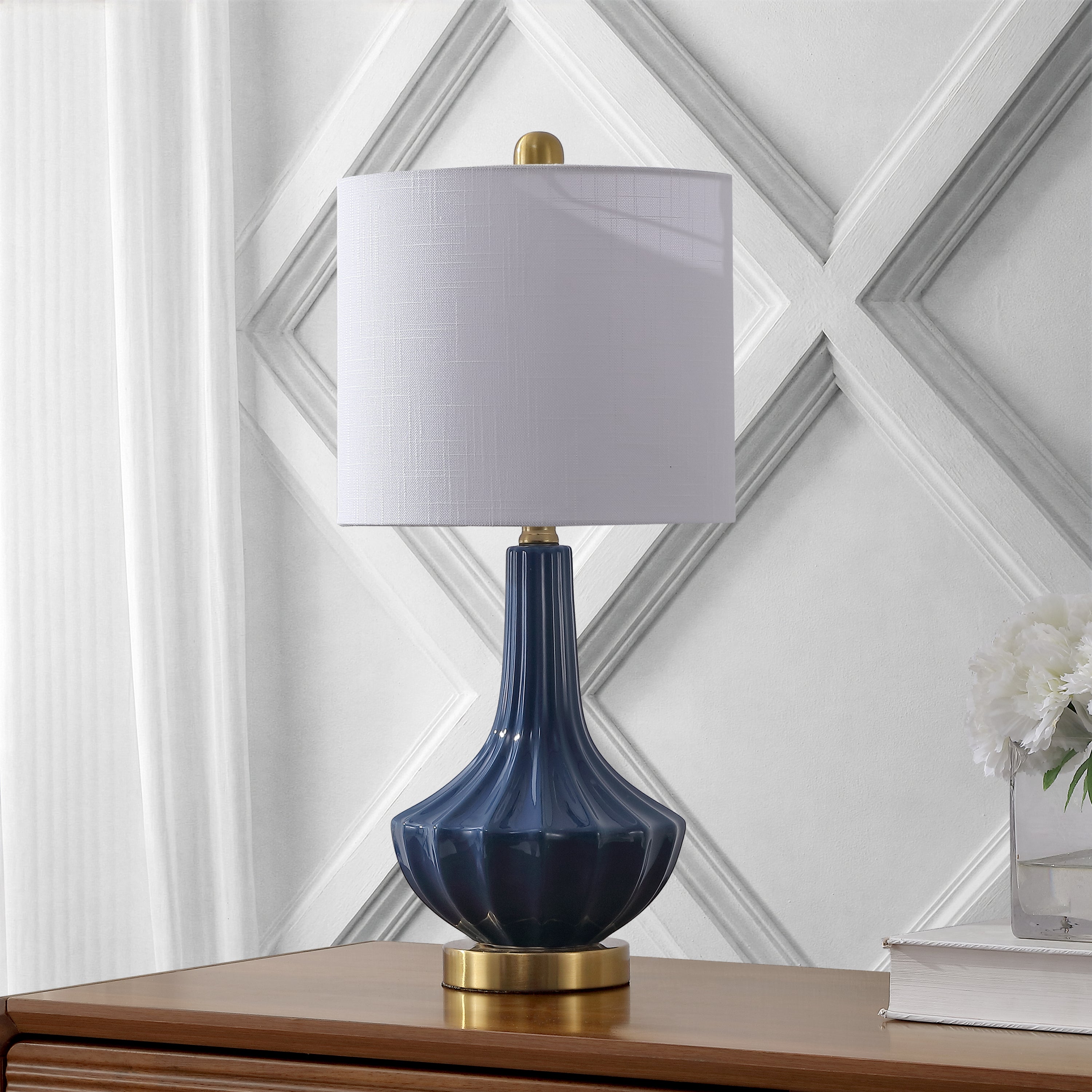 Parker Contemporary Traditional Ceramic/Metal Gourd LED Table Lamp