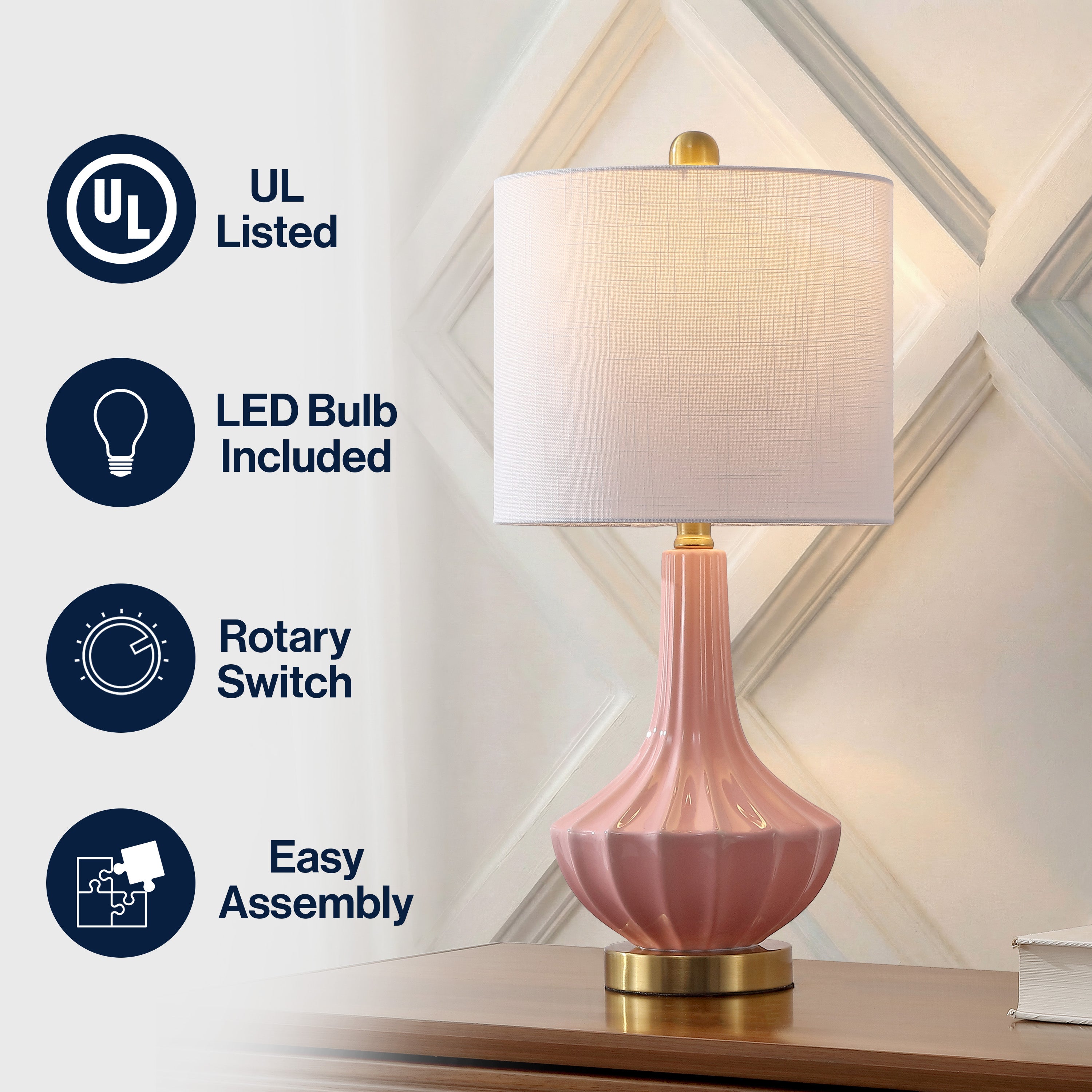 Parker Contemporary Traditional Ceramic/Metal Gourd LED Table Lamp