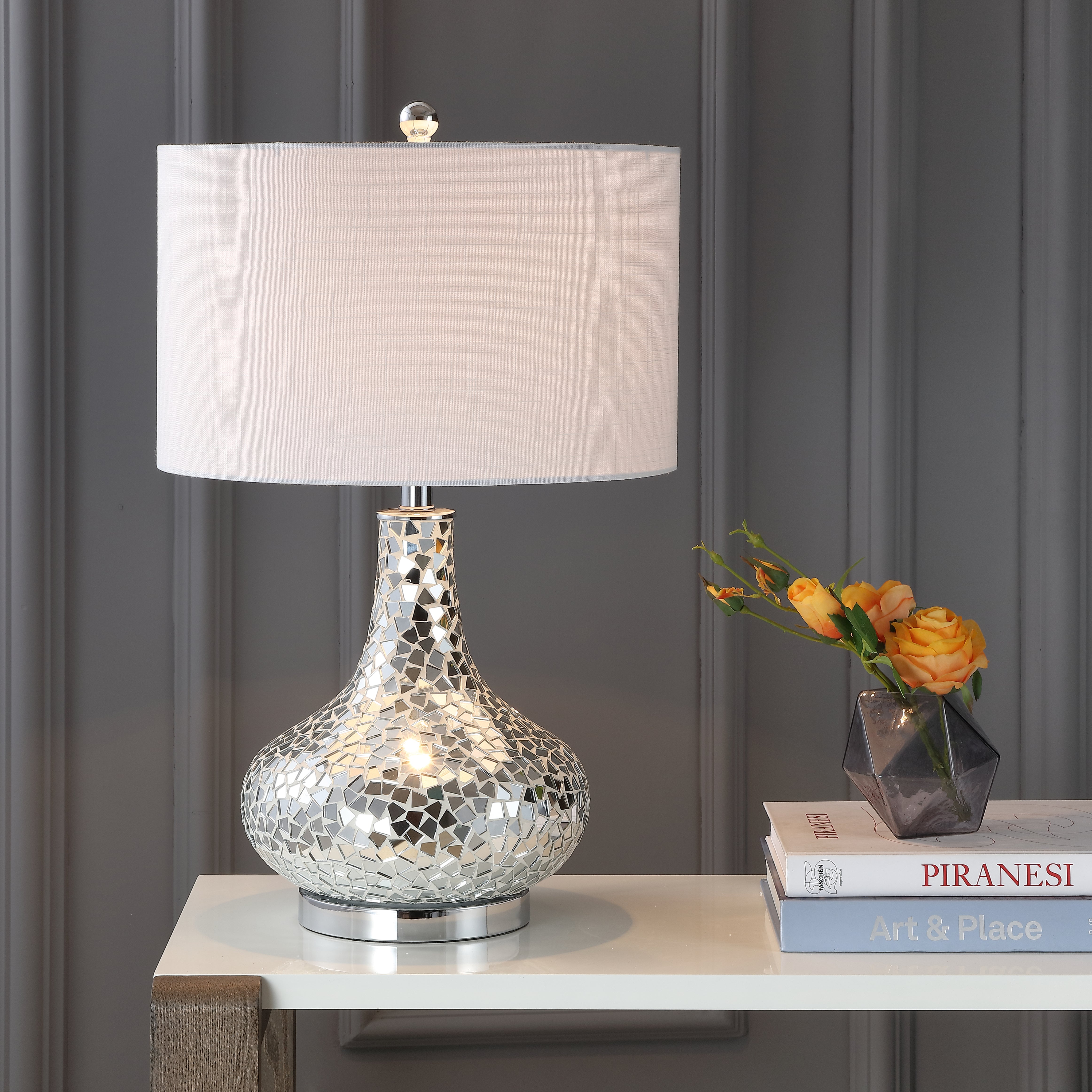 Emilia Mirrored Mosaic LED Table Lamp