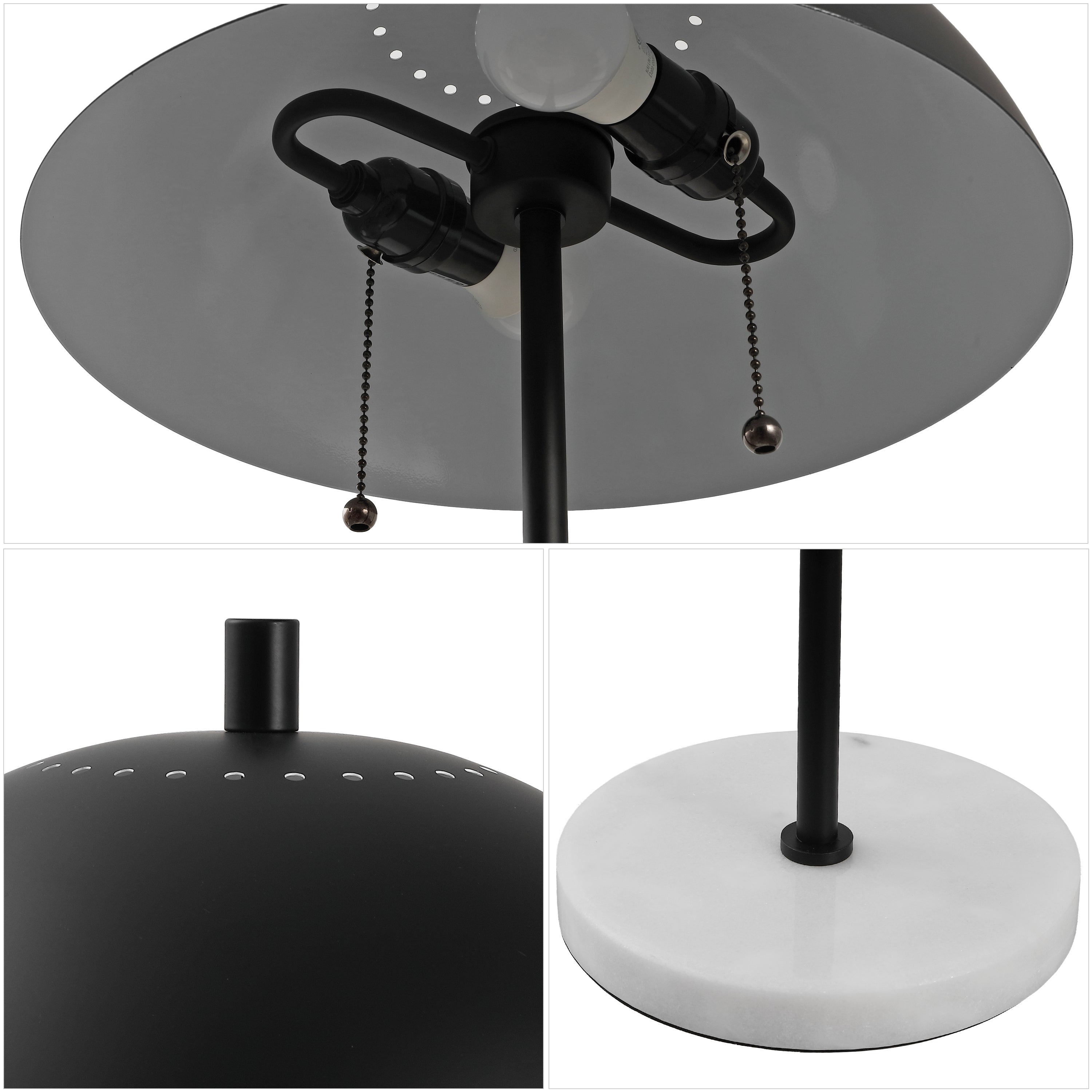 Ella 20.7" Dome Metal with Marble Base LED Table Lamp