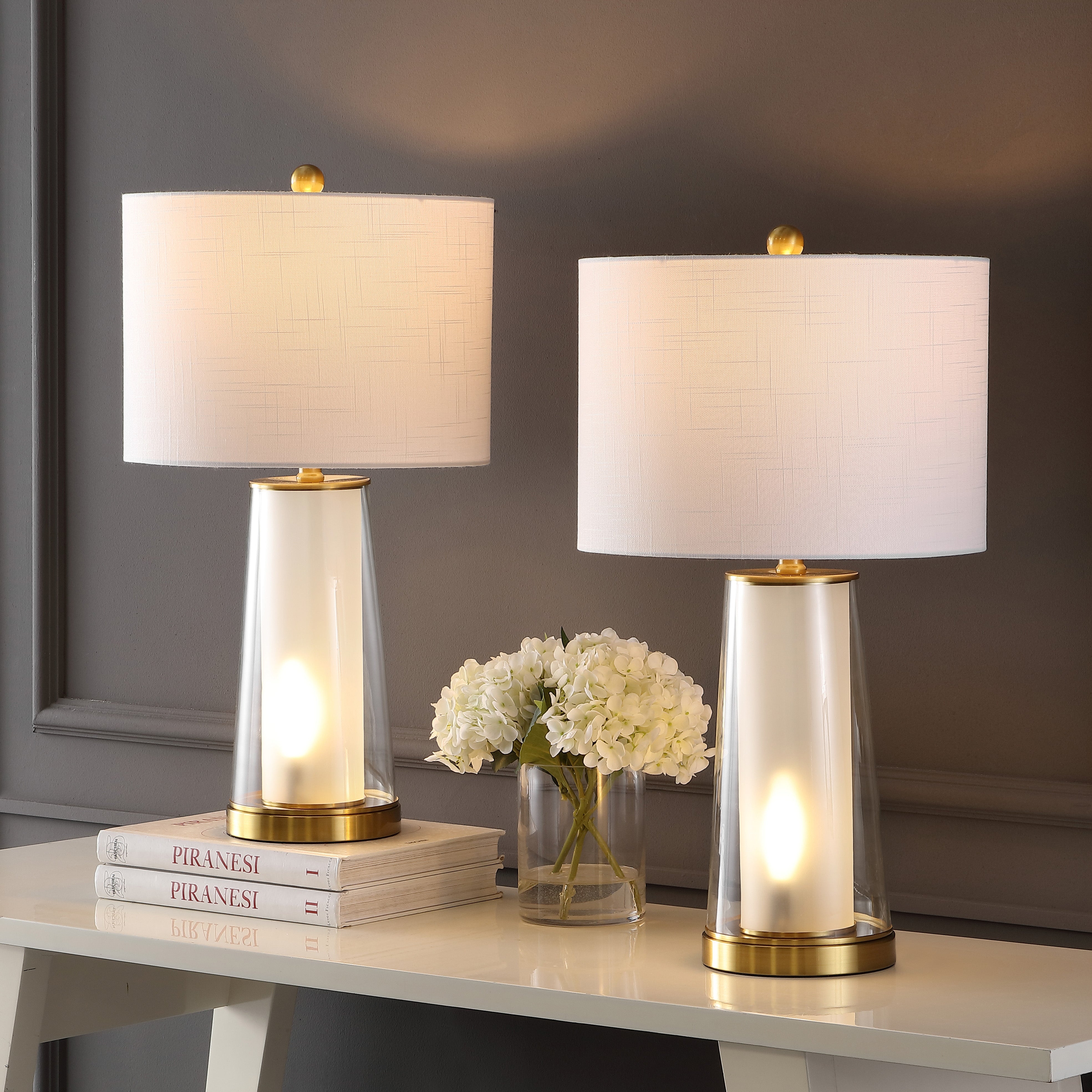 Tryon Modern Minimalist Glass/Iron Nightlight LED Table Lamp