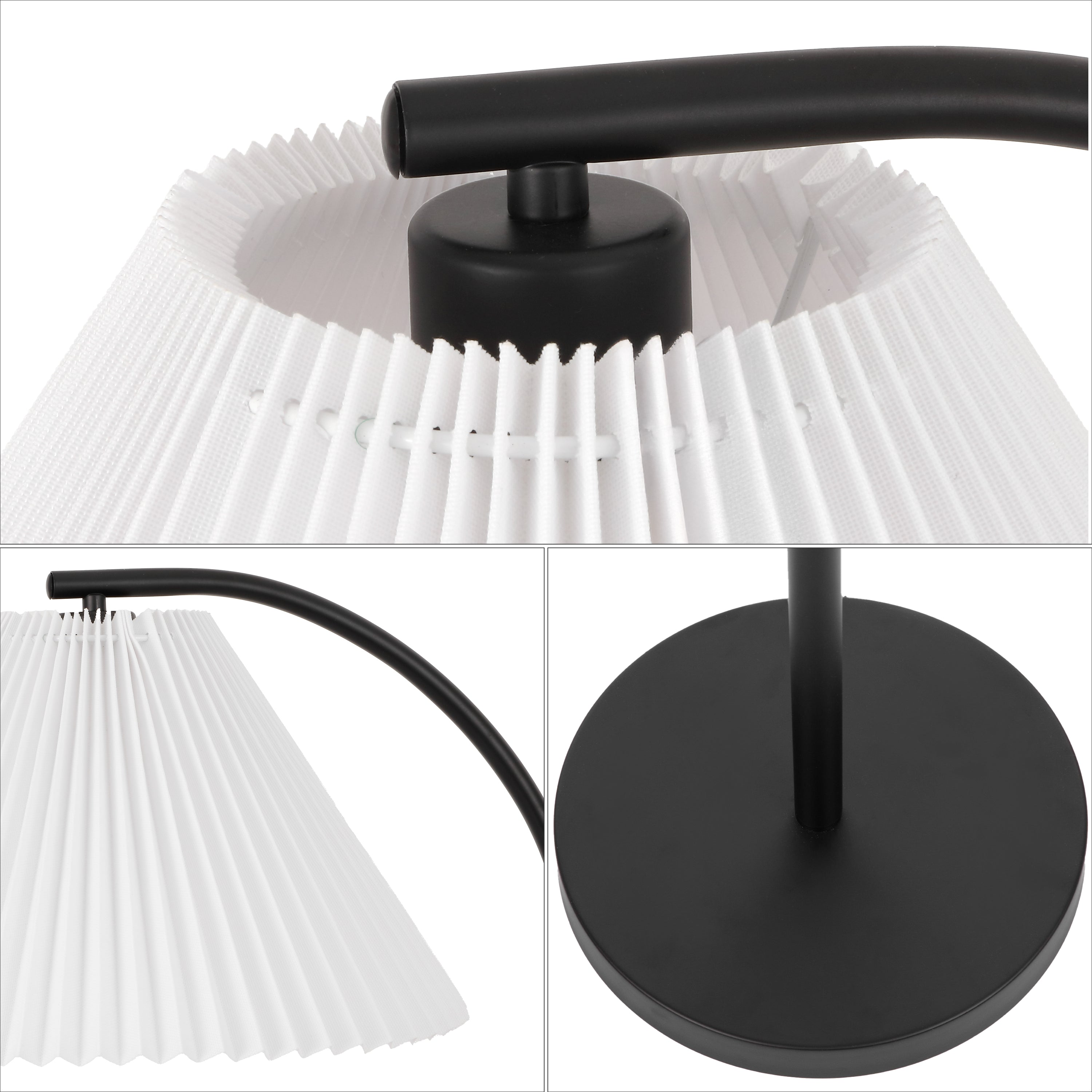Devon Modern Glam Metal Arc LED Floor Lamp with Pleated Shade