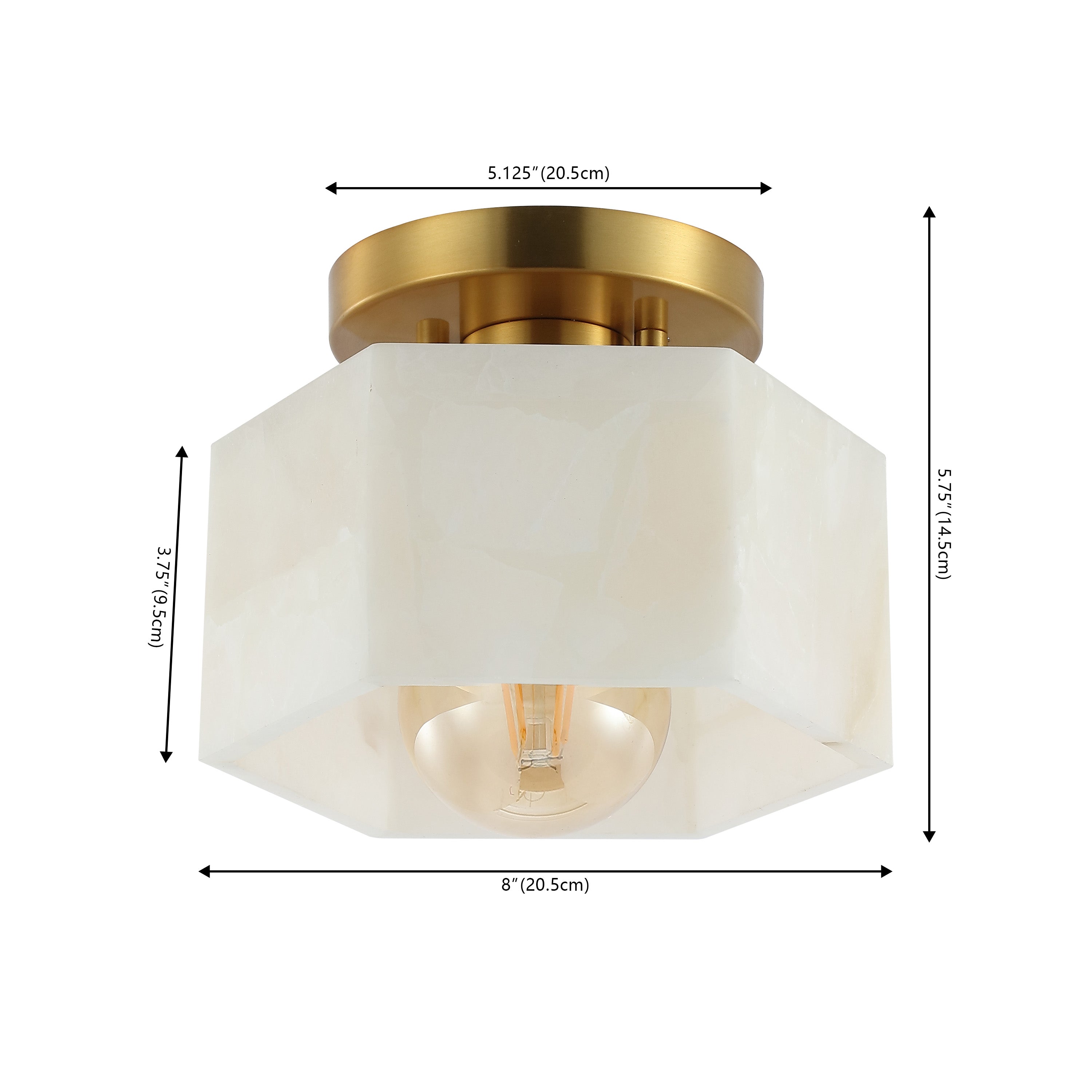 Tessa 1-Light Modern Contemporary Alabaster/Iron Hexagonal LED Semi Flush Mount