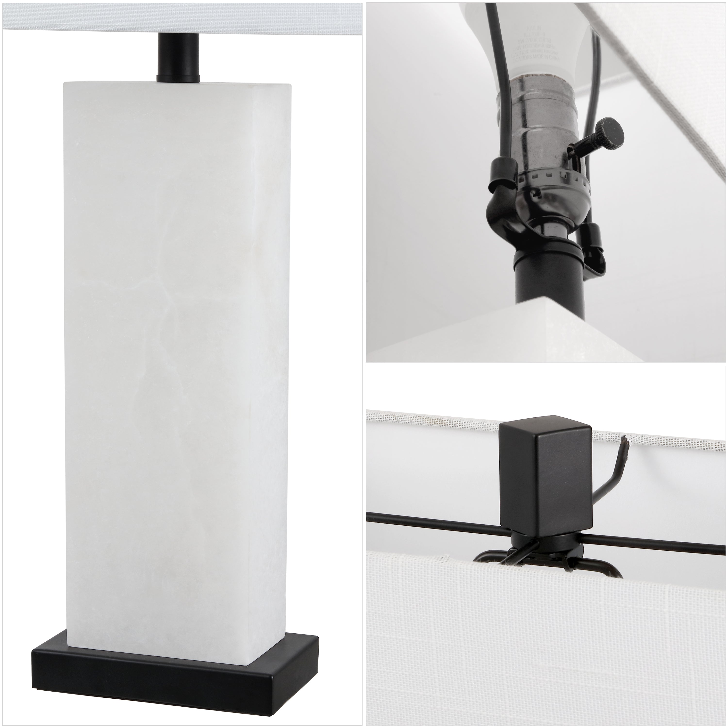 Tiggie Contemporary Modern Alabaster Rectangular LED Table Lamp