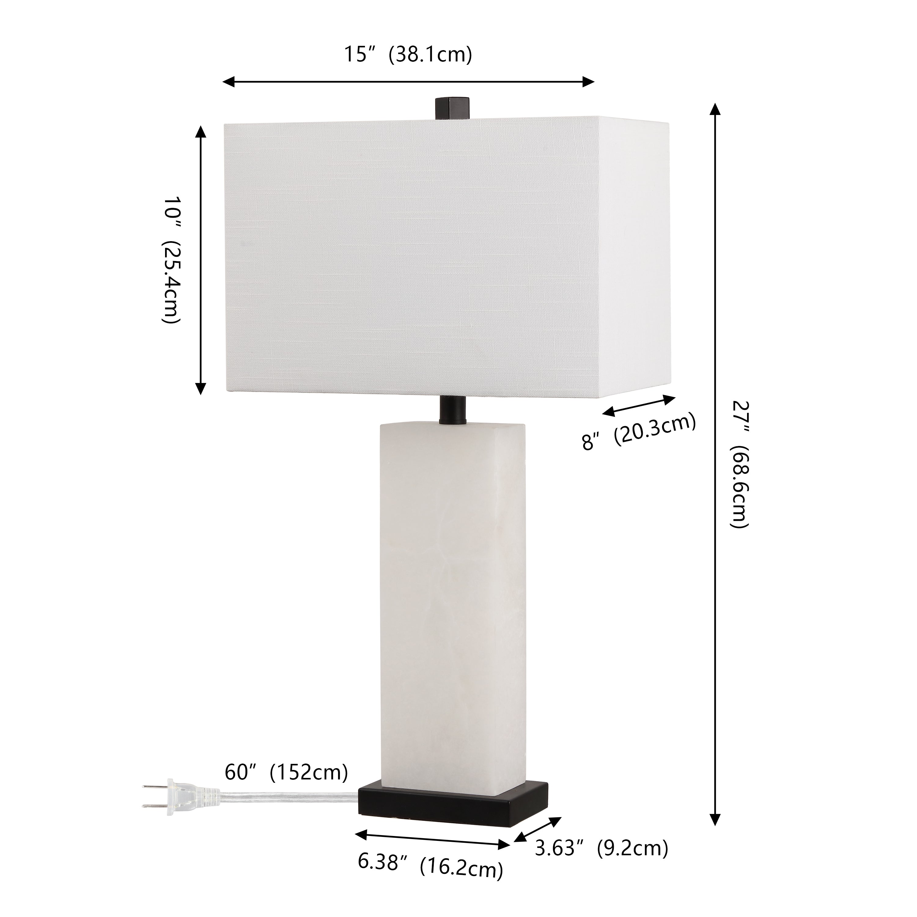 Tiggie Contemporary Modern Alabaster Rectangular LED Table Lamp
