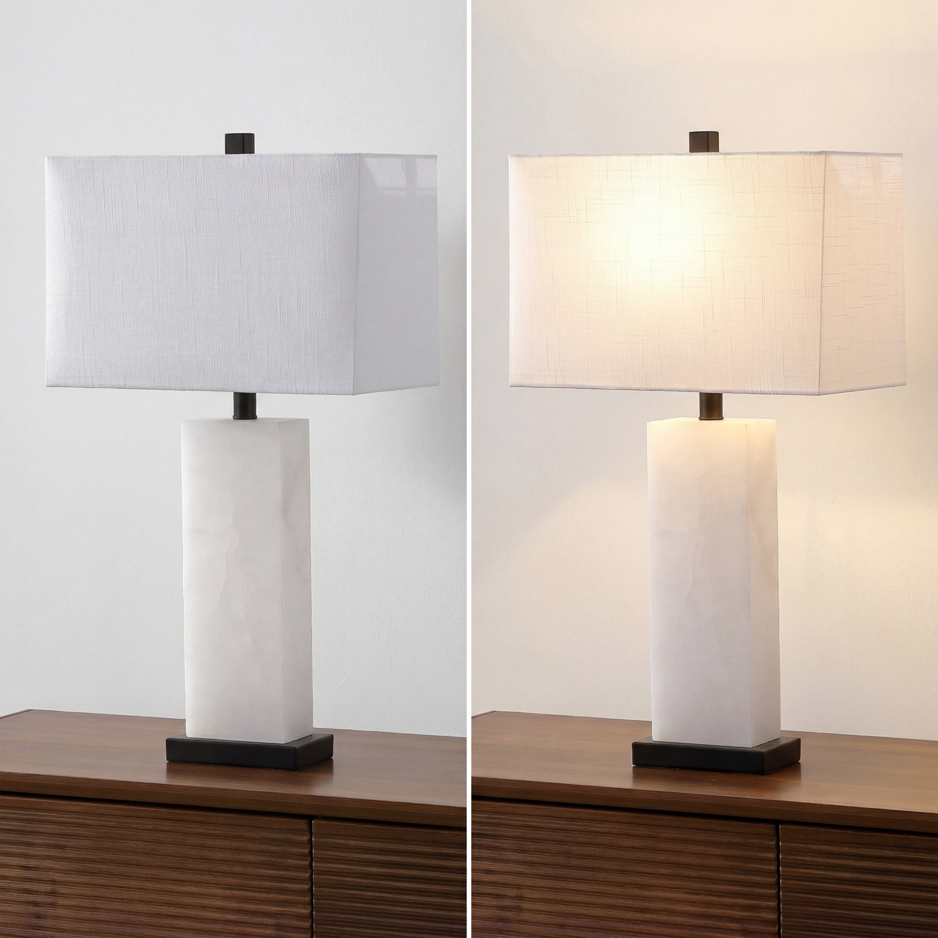 Tiggie Contemporary Modern Alabaster Rectangular LED Table Lamp