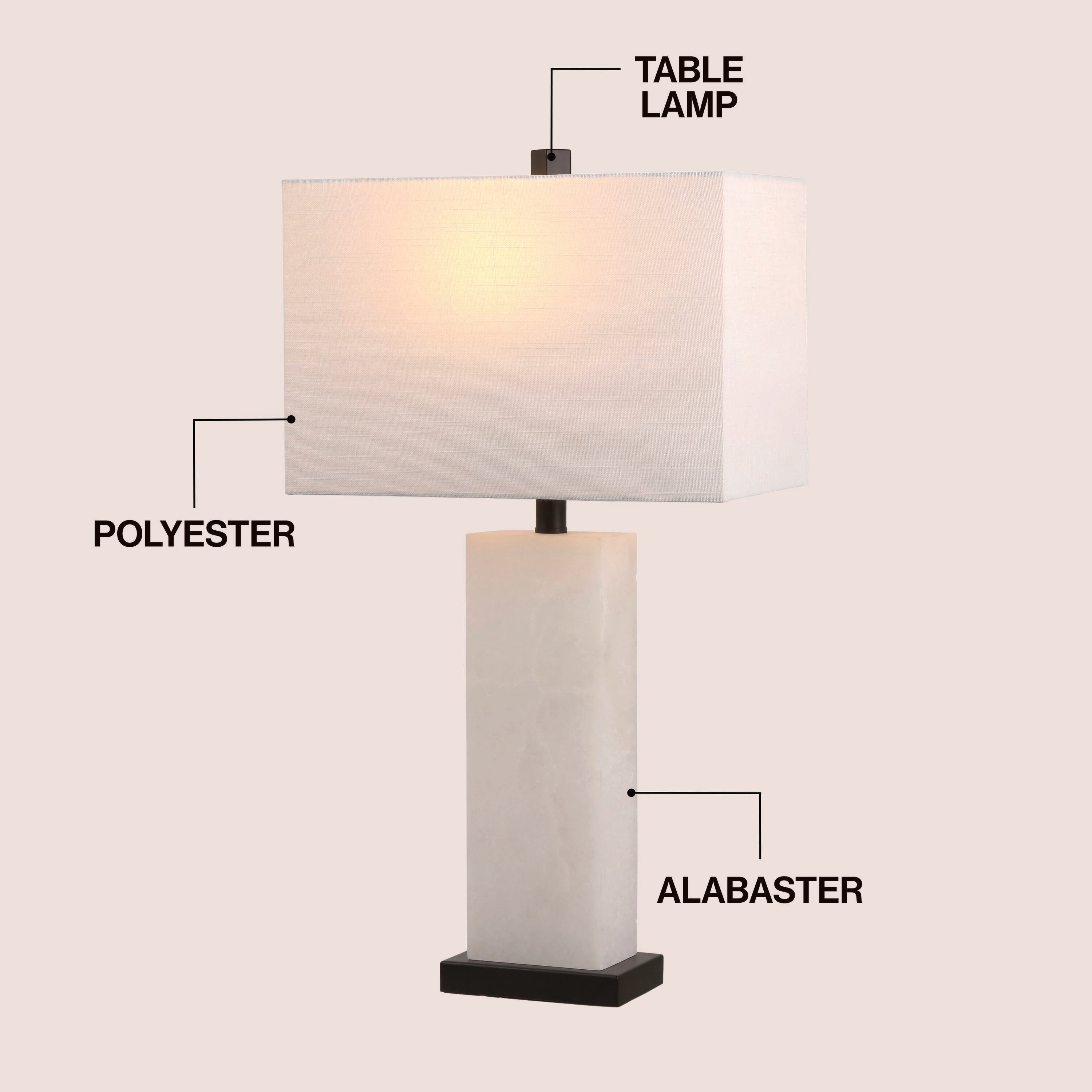 Tiggie Contemporary Modern Alabaster Rectangular LED Table Lamp