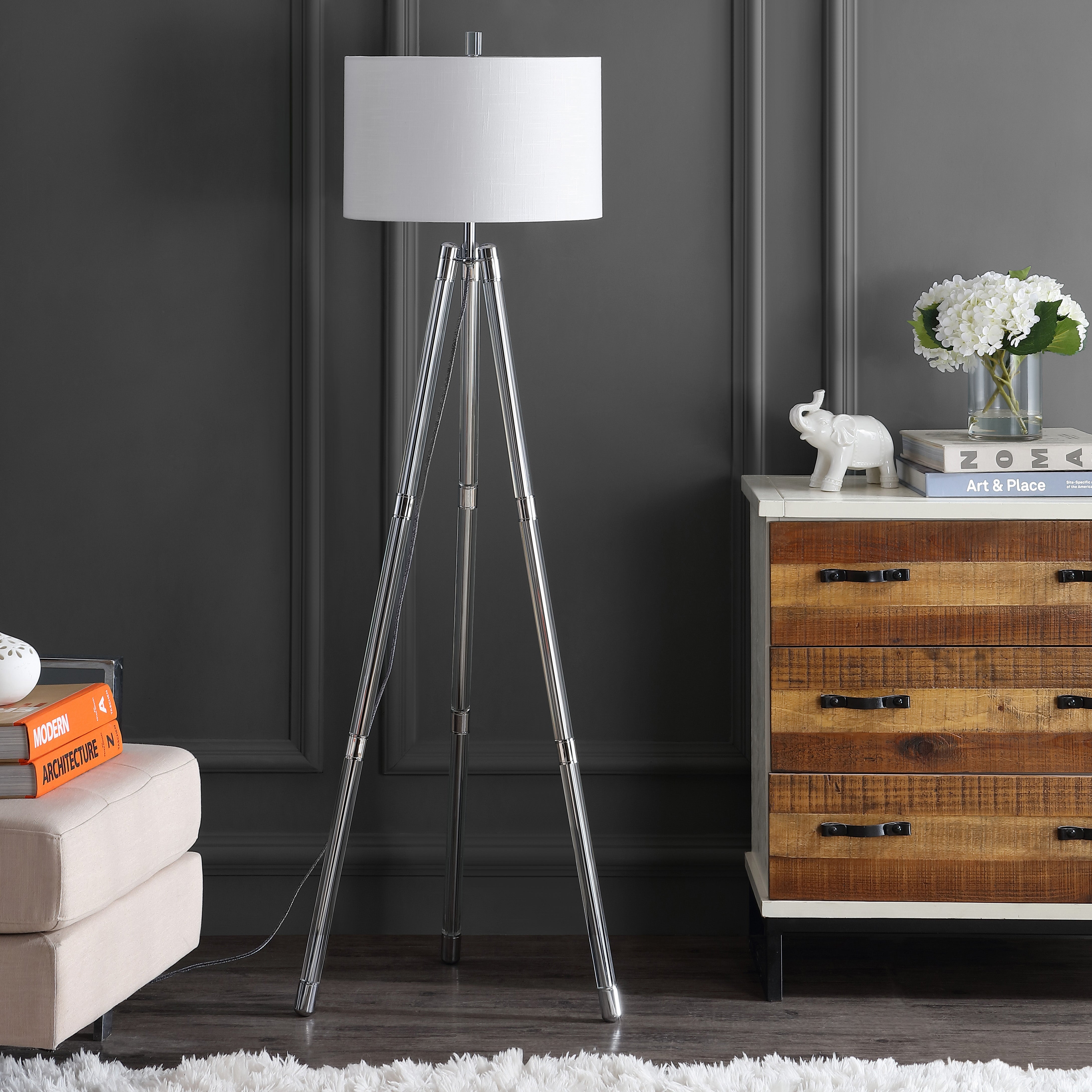 Arliss Surveyor's Tripod Metal/Crystal LED Floor Lamp