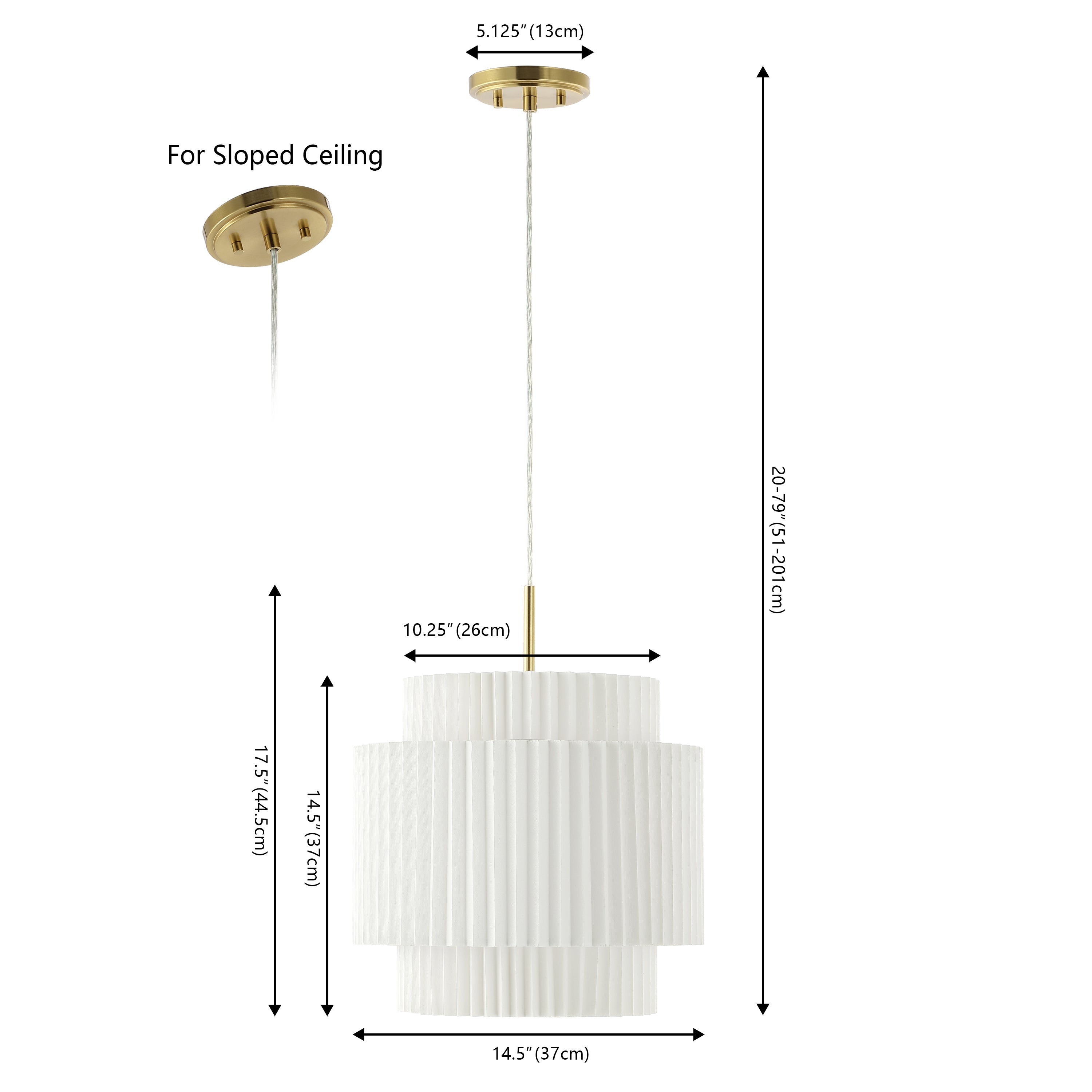 Boden 1-Light Vintage Mid-Century Iron LED Pendant with Pleated Shade