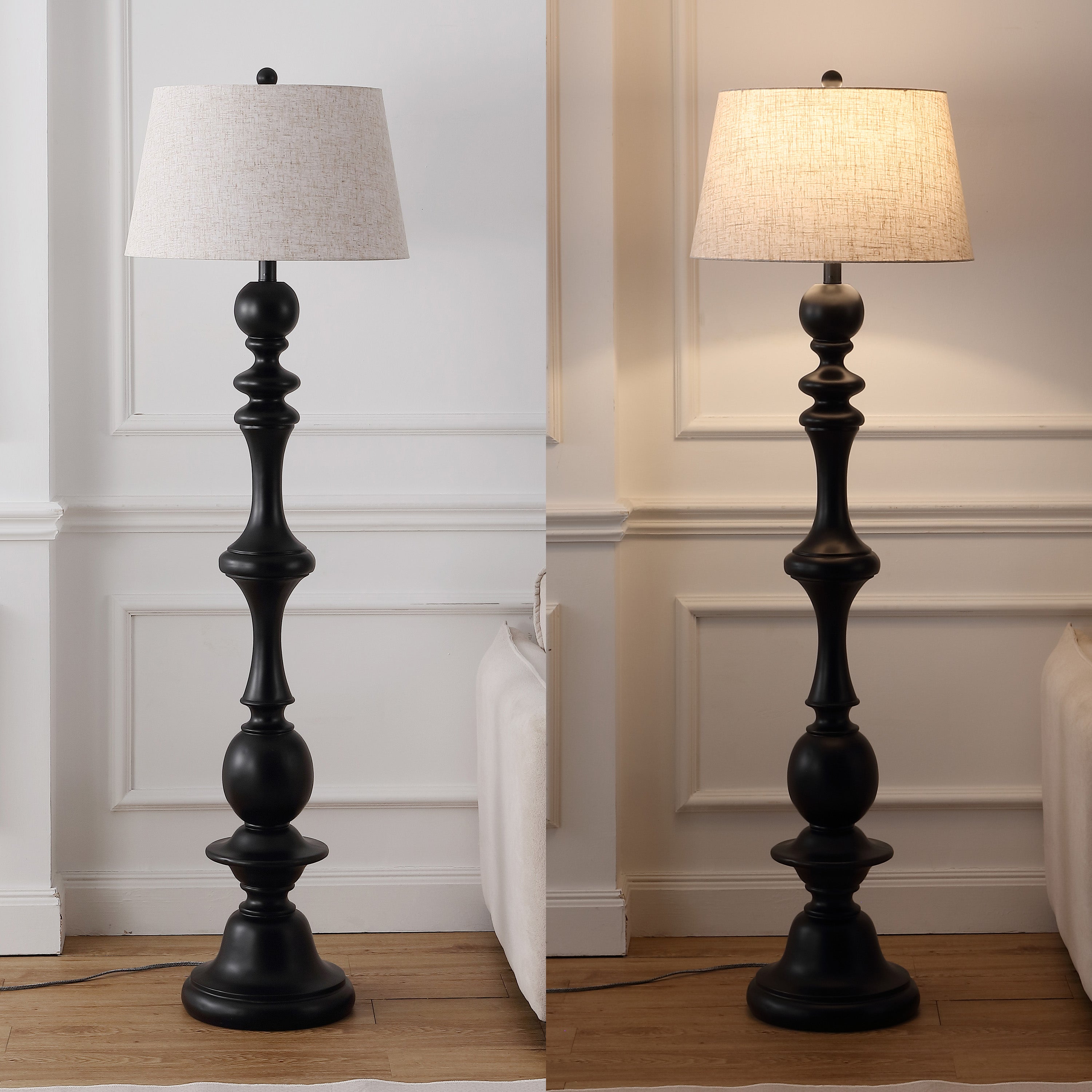 Taylor Rustic Farmhouse Spindled Resin LED Floor Lamp