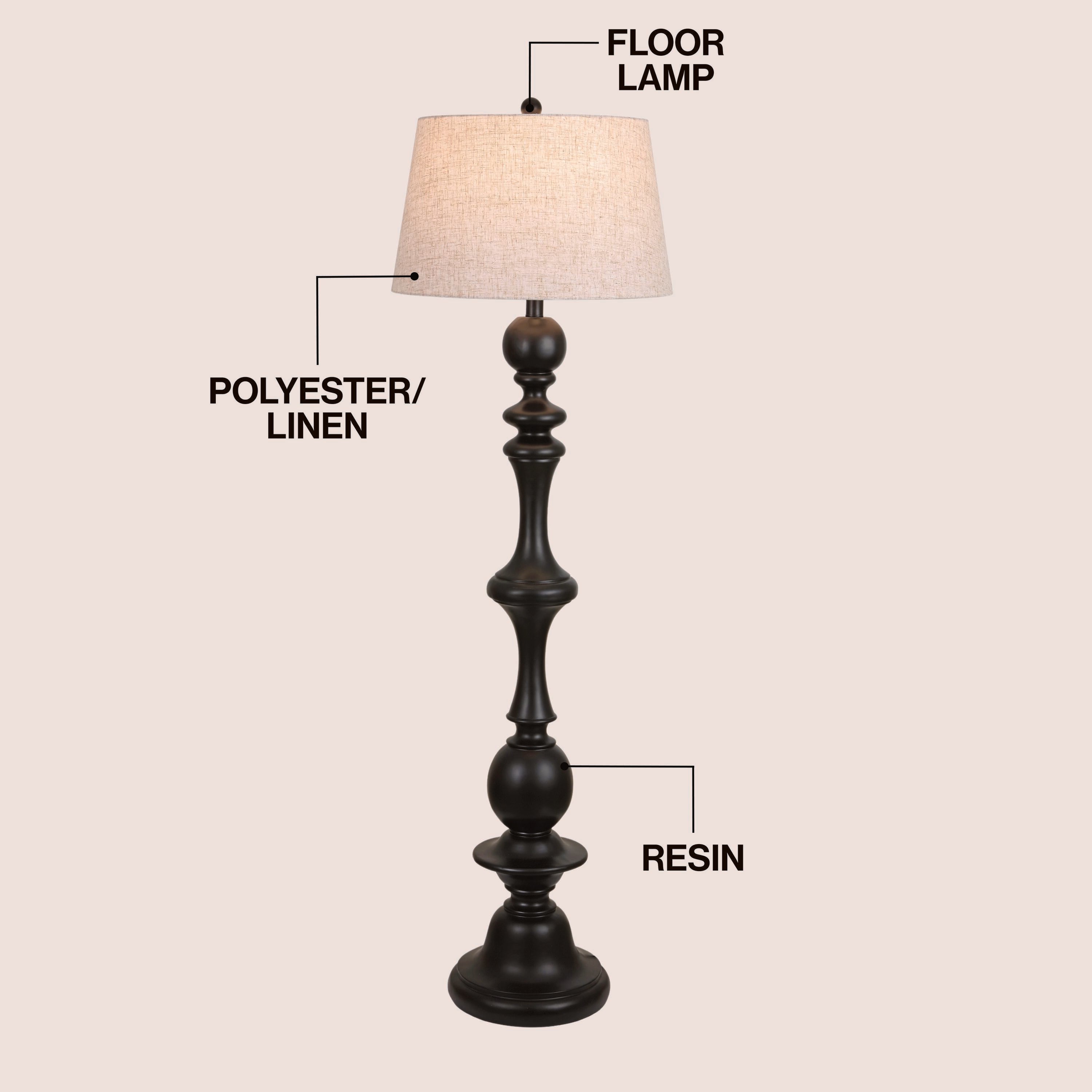 Taylor Rustic Farmhouse Spindled Resin LED Floor Lamp
