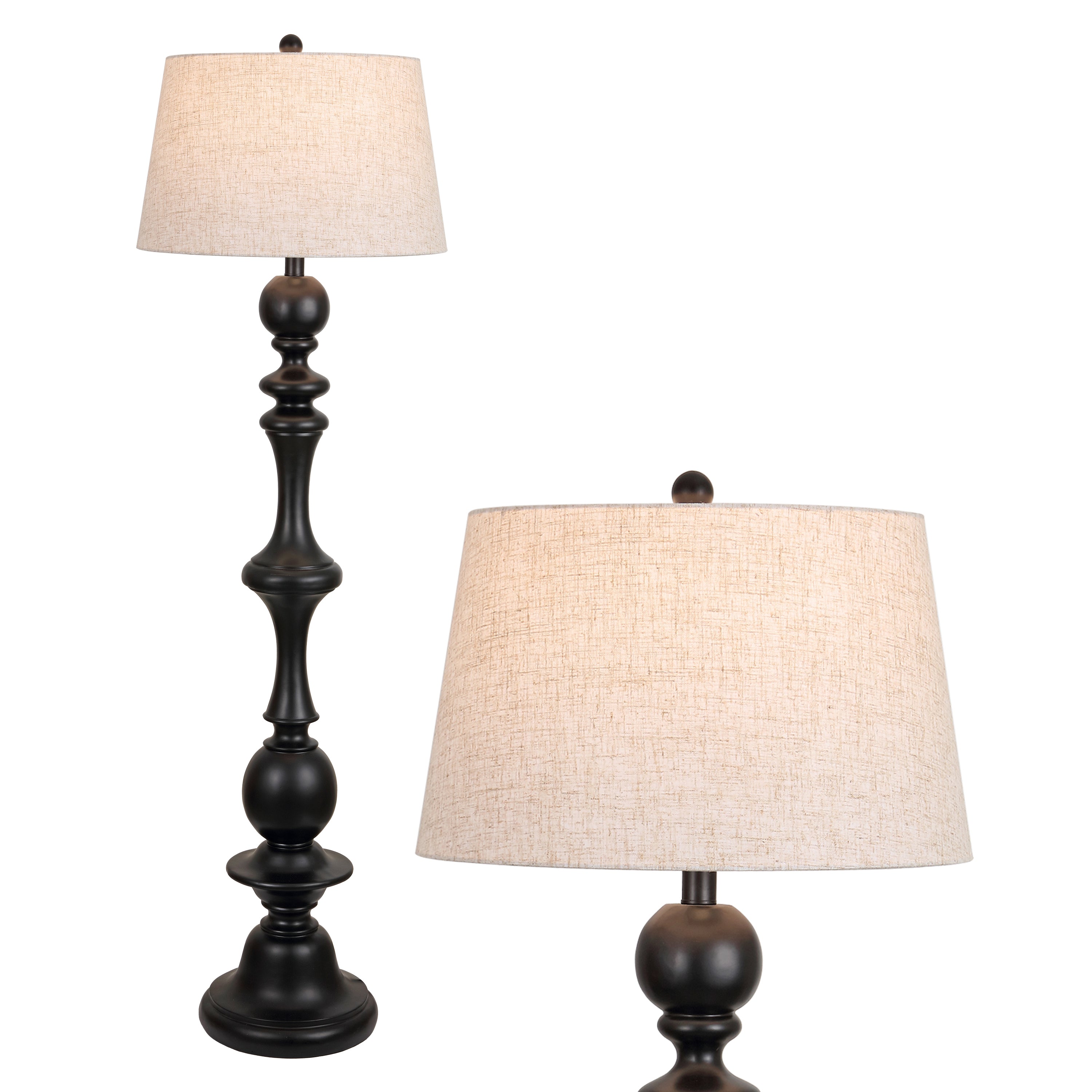 Taylor Rustic Farmhouse Spindled Resin LED Floor Lamp