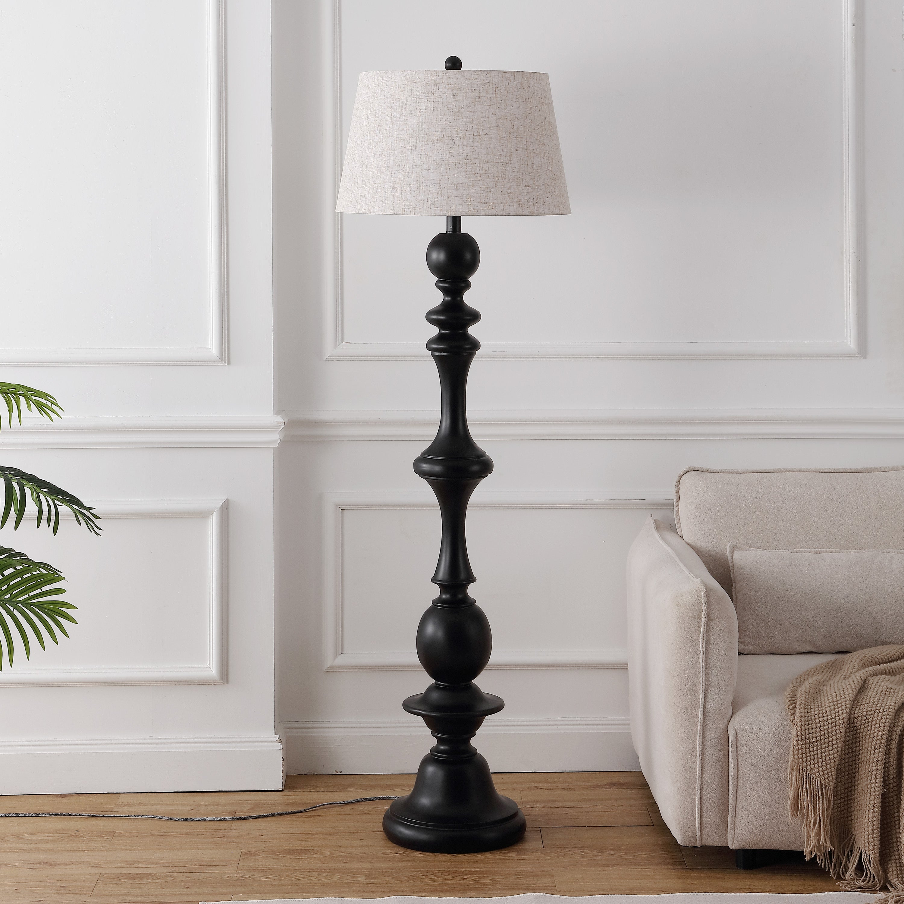Taylor Rustic Farmhouse Spindled Resin LED Floor Lamp