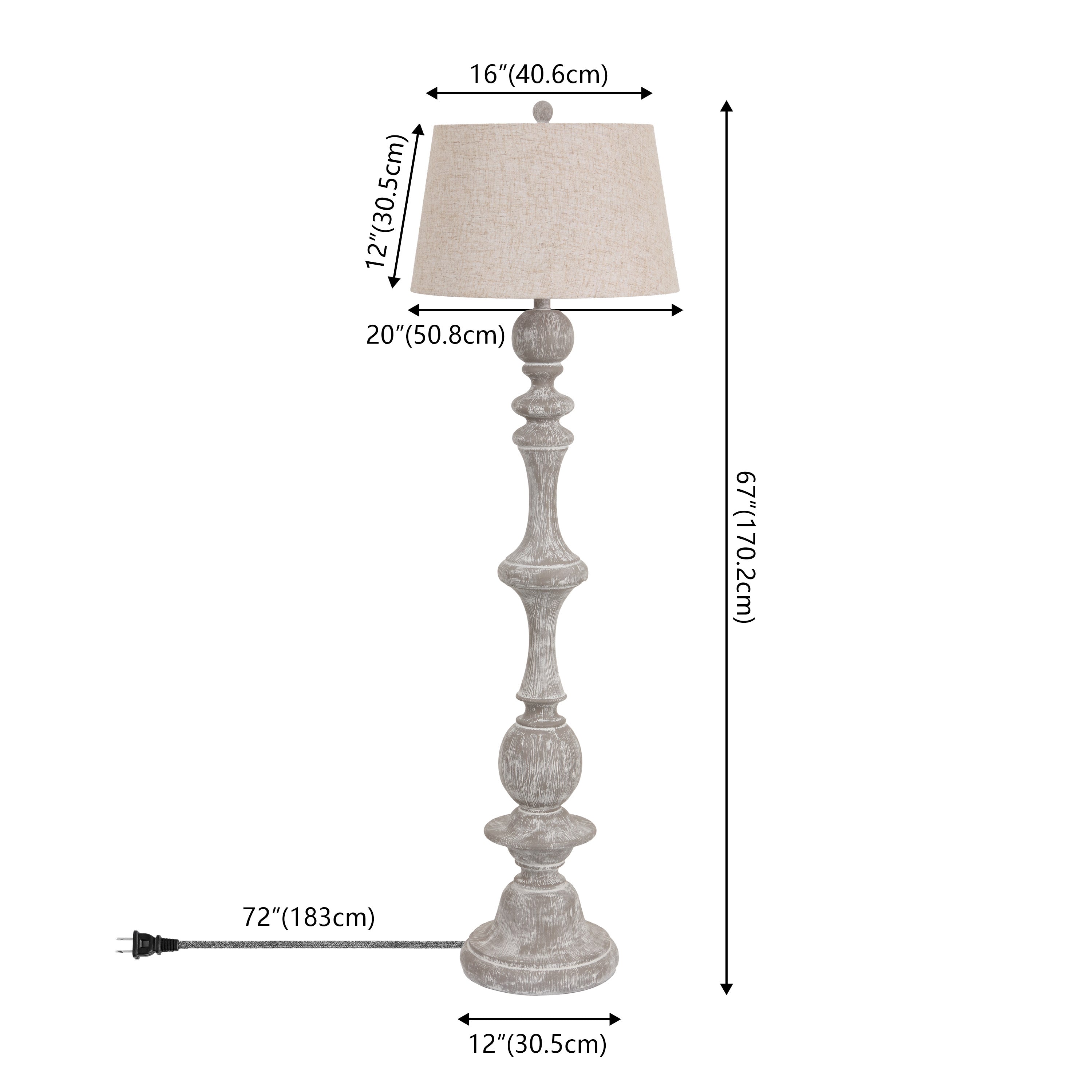 Taylor Rustic Farmhouse Spindled Resin LED Floor Lamp