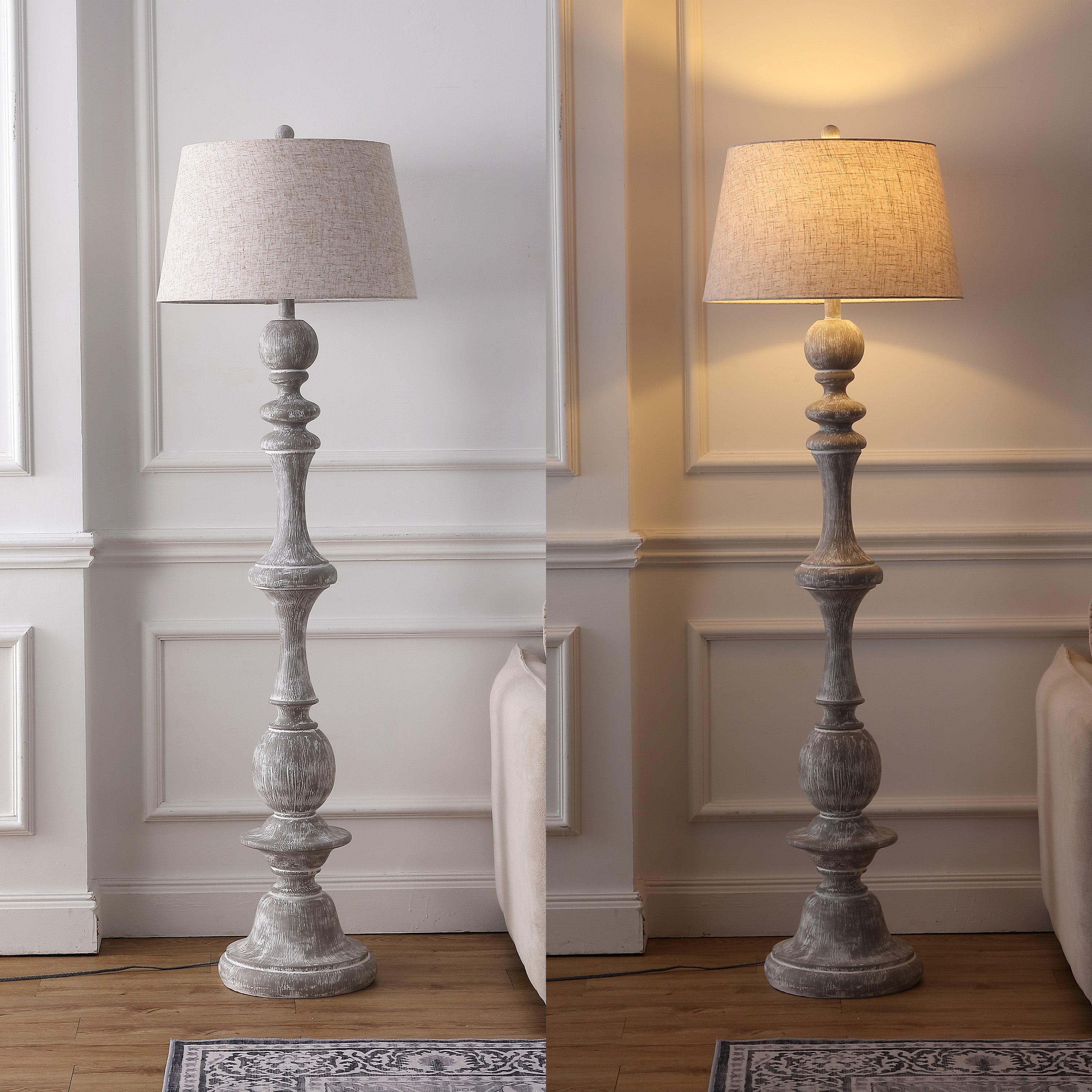 Taylor Rustic Farmhouse Spindled Resin LED Floor Lamp