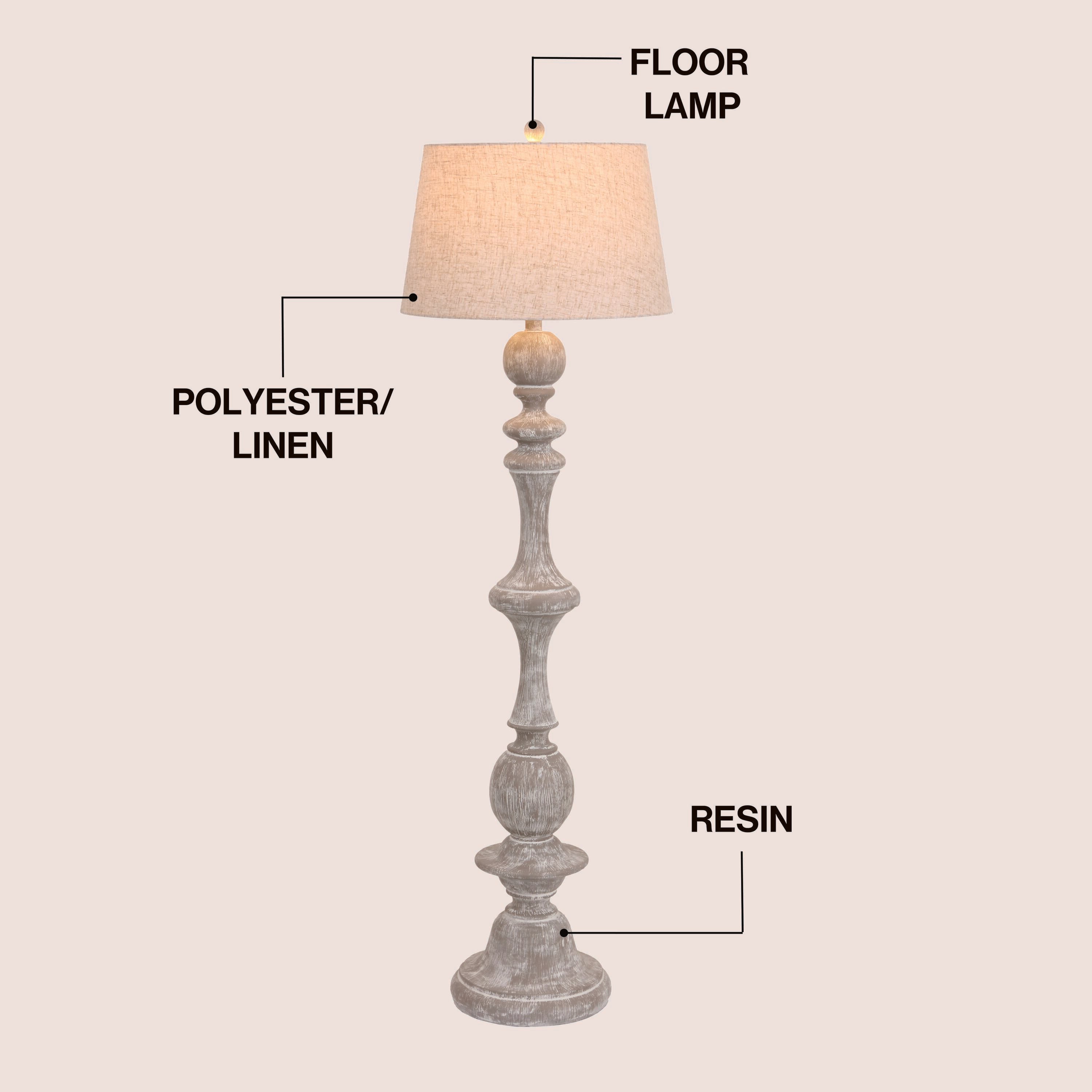Taylor Rustic Farmhouse Spindled Resin LED Floor Lamp