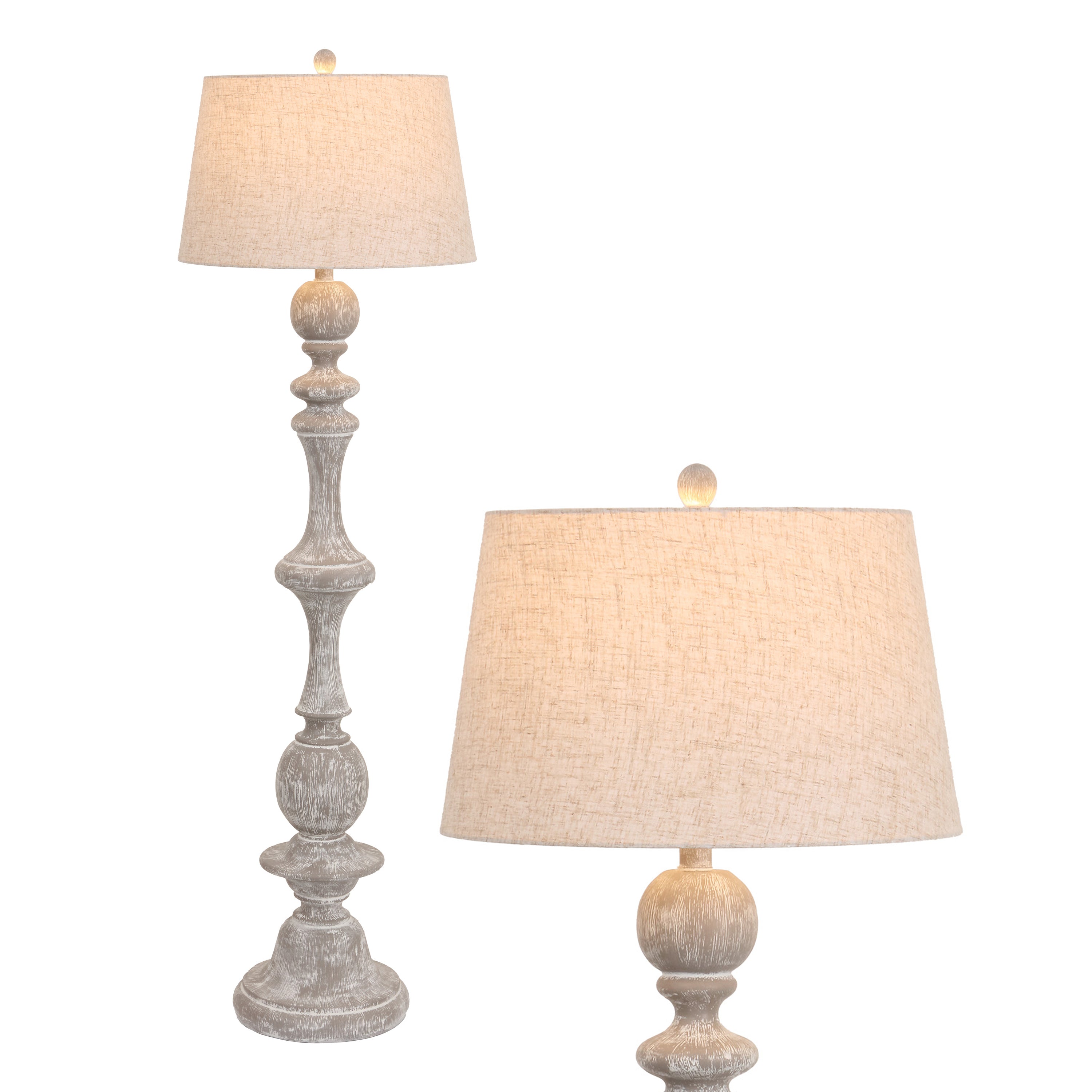 Taylor Rustic Farmhouse Spindled Resin LED Floor Lamp