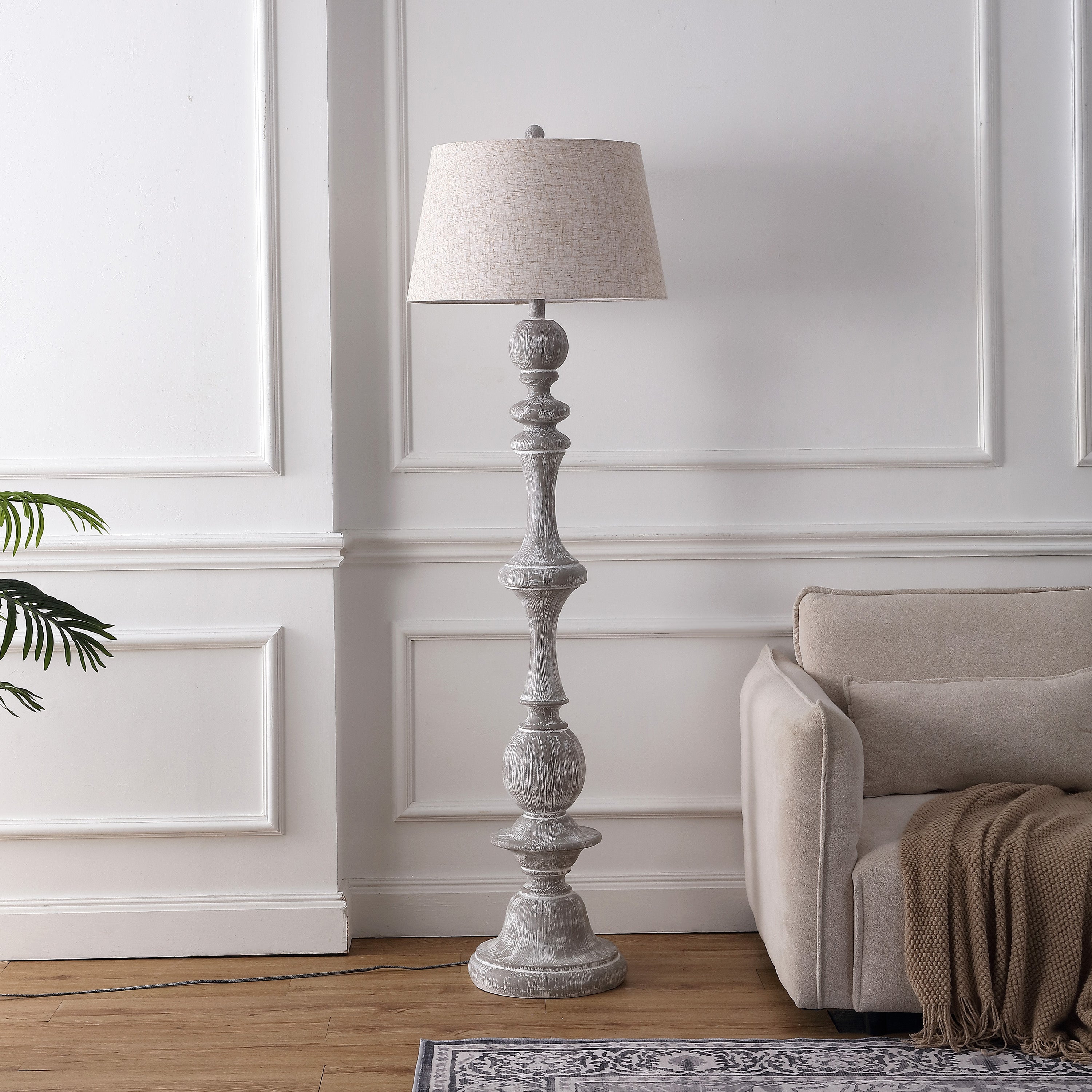 Taylor Rustic Farmhouse Spindled Resin LED Floor Lamp