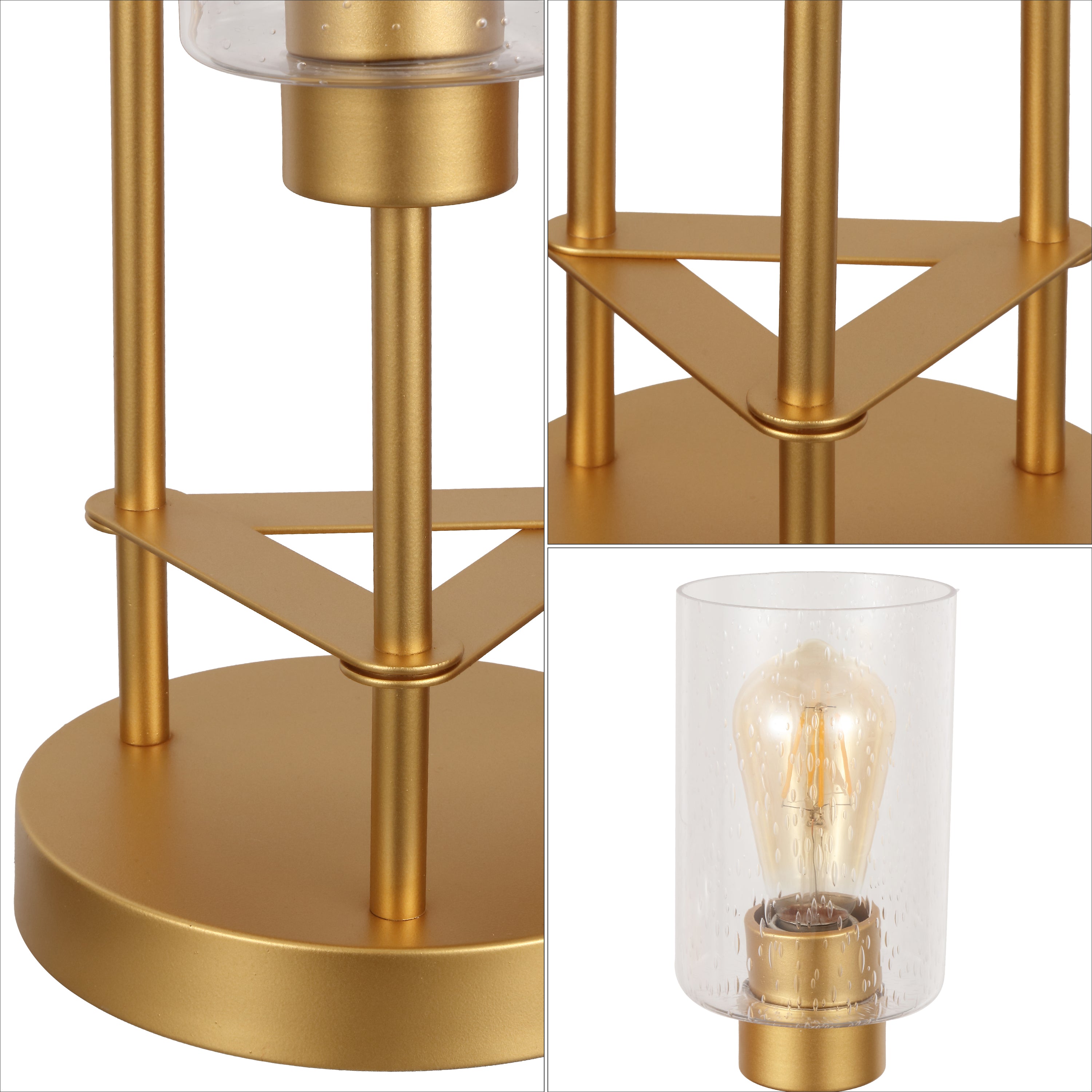 Axel 3-Light Modern Contemporary Metal/Seeded Glass Cluster LED Table Lamp