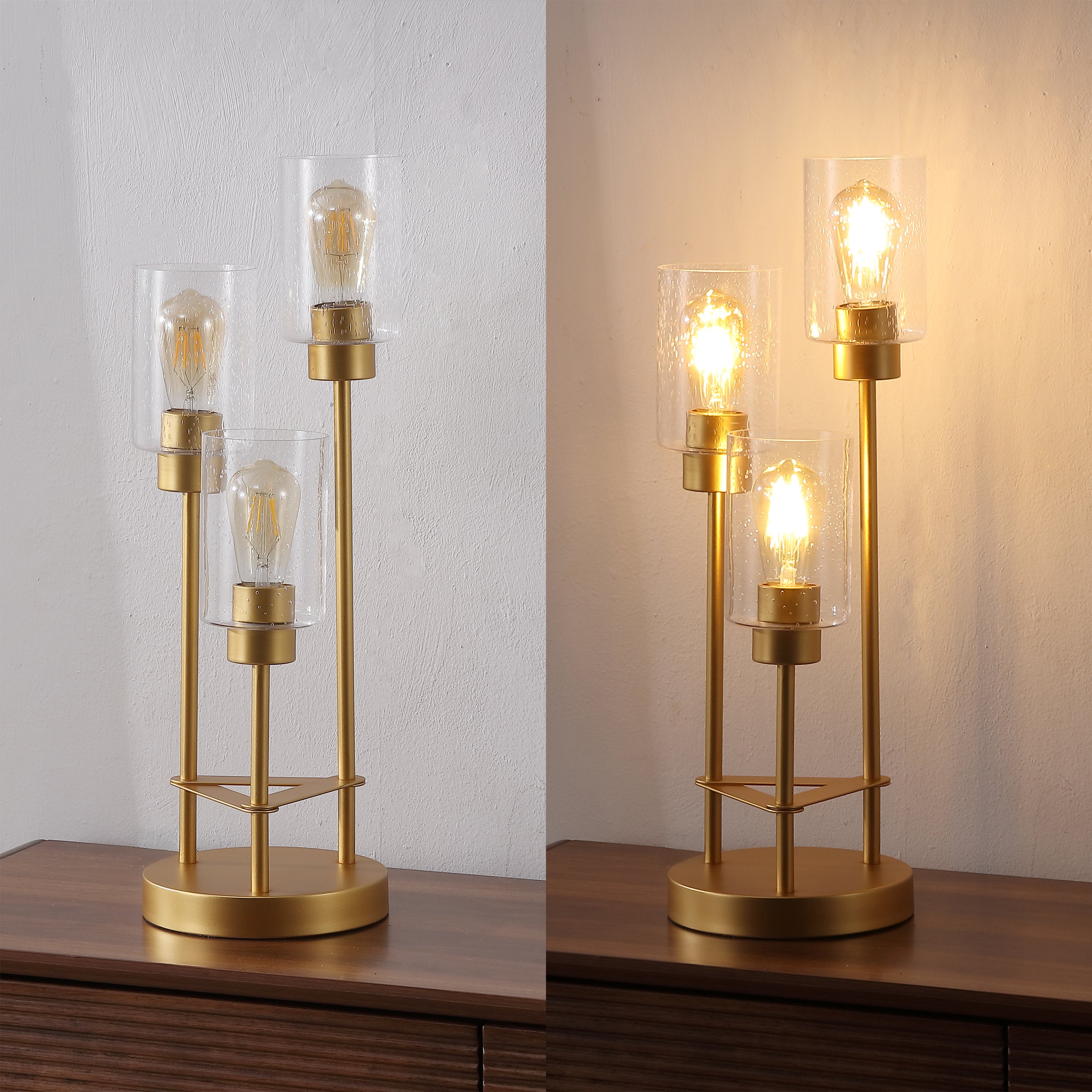 Axel 3-Light Modern Contemporary Metal/Seeded Glass Cluster LED Table Lamp