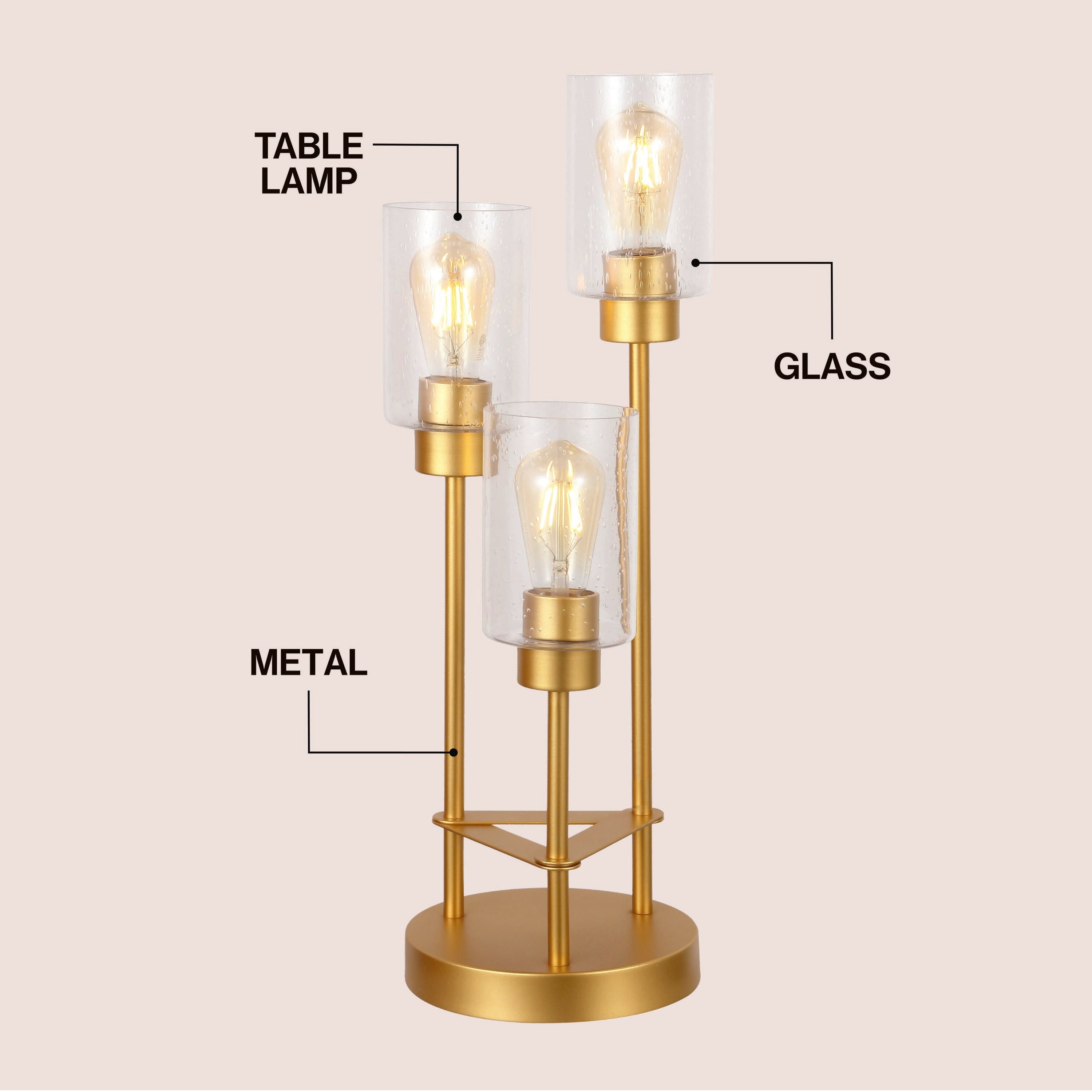Axel 3-Light Modern Contemporary Metal/Seeded Glass Cluster LED Table Lamp