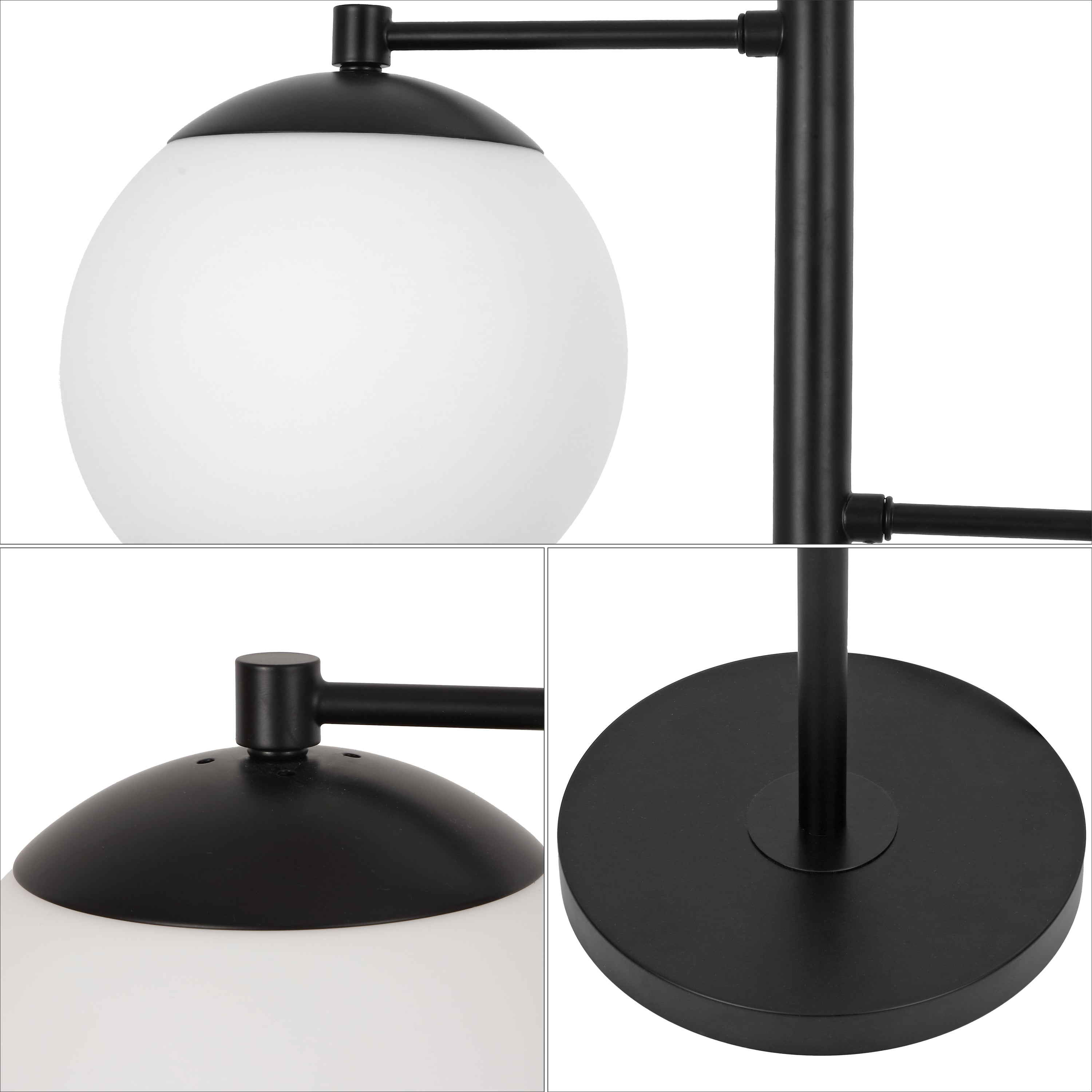 Ellie 3-Light Mid-Century Modern Metal LED Floor Lamp with Triple Frosted Globe Shades