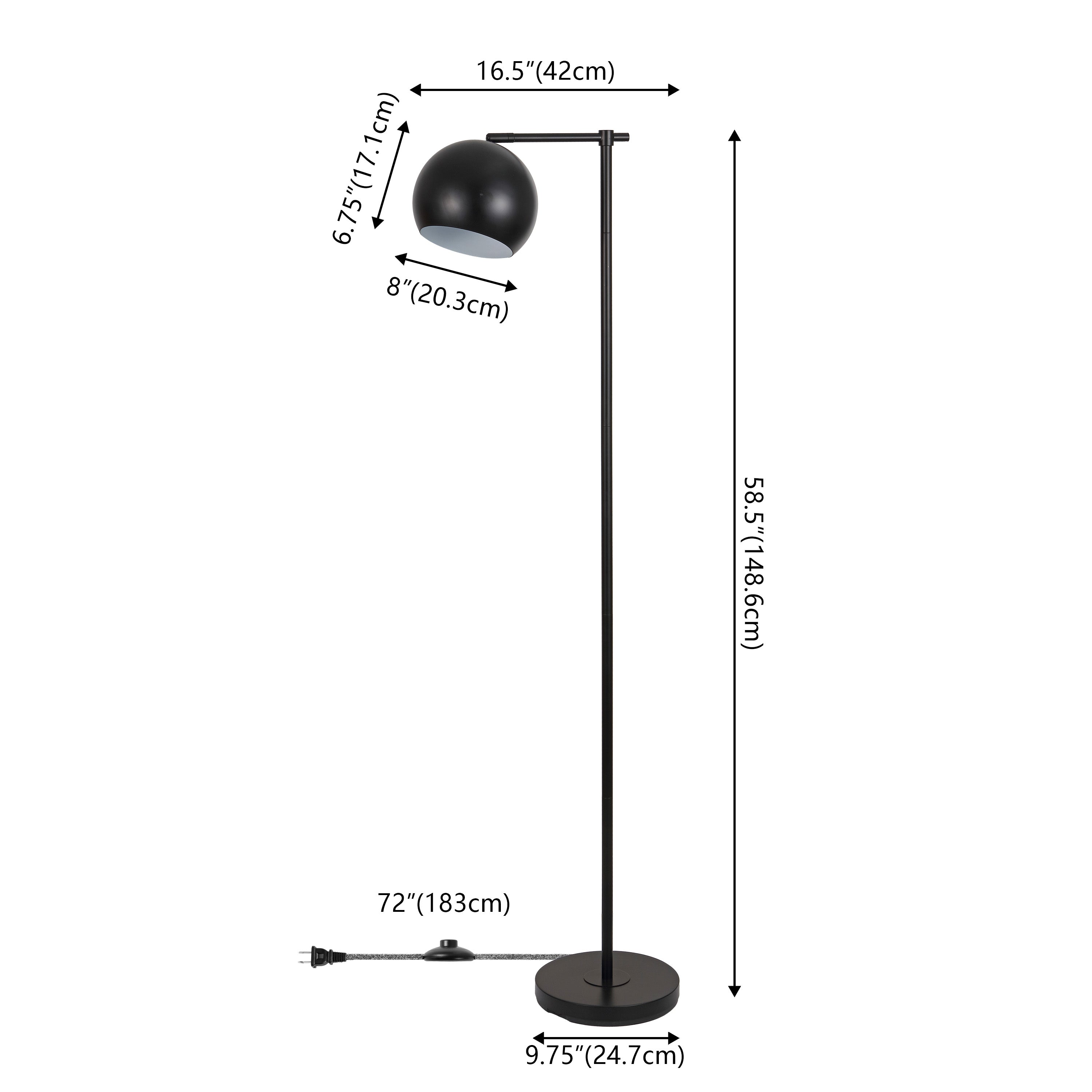 Eva Modern Contemporary LED Floor Lamp with Metal Globe Shade