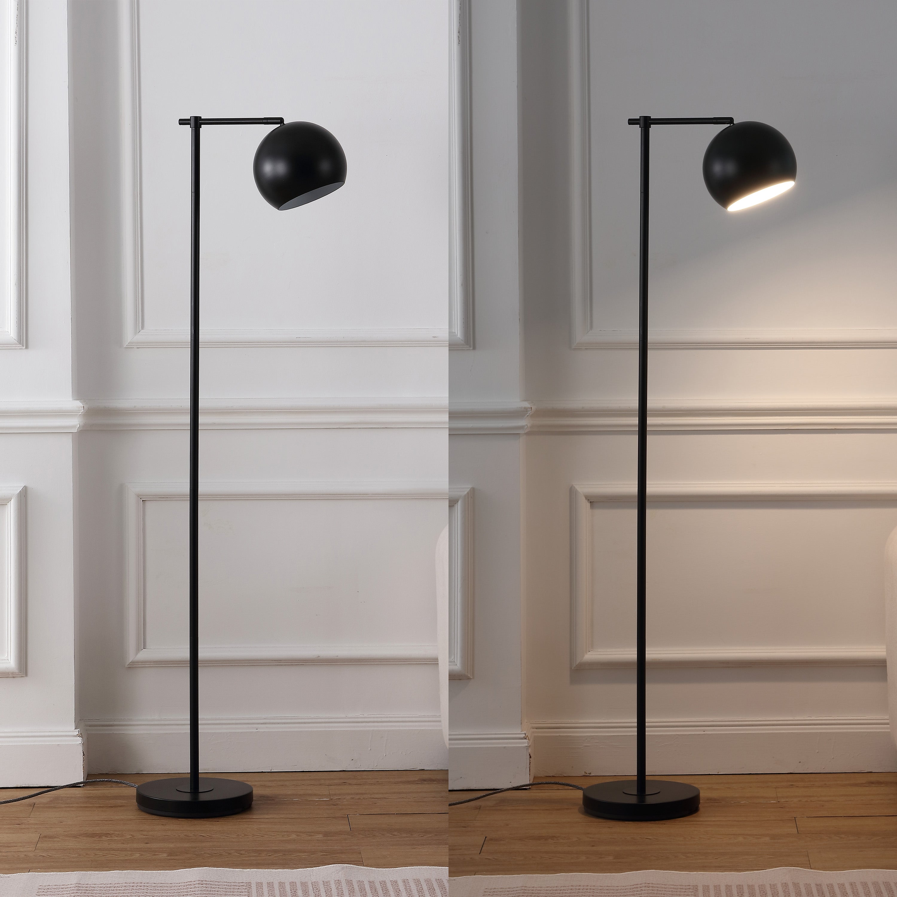 Eva Modern Contemporary LED Floor Lamp with Metal Globe Shade